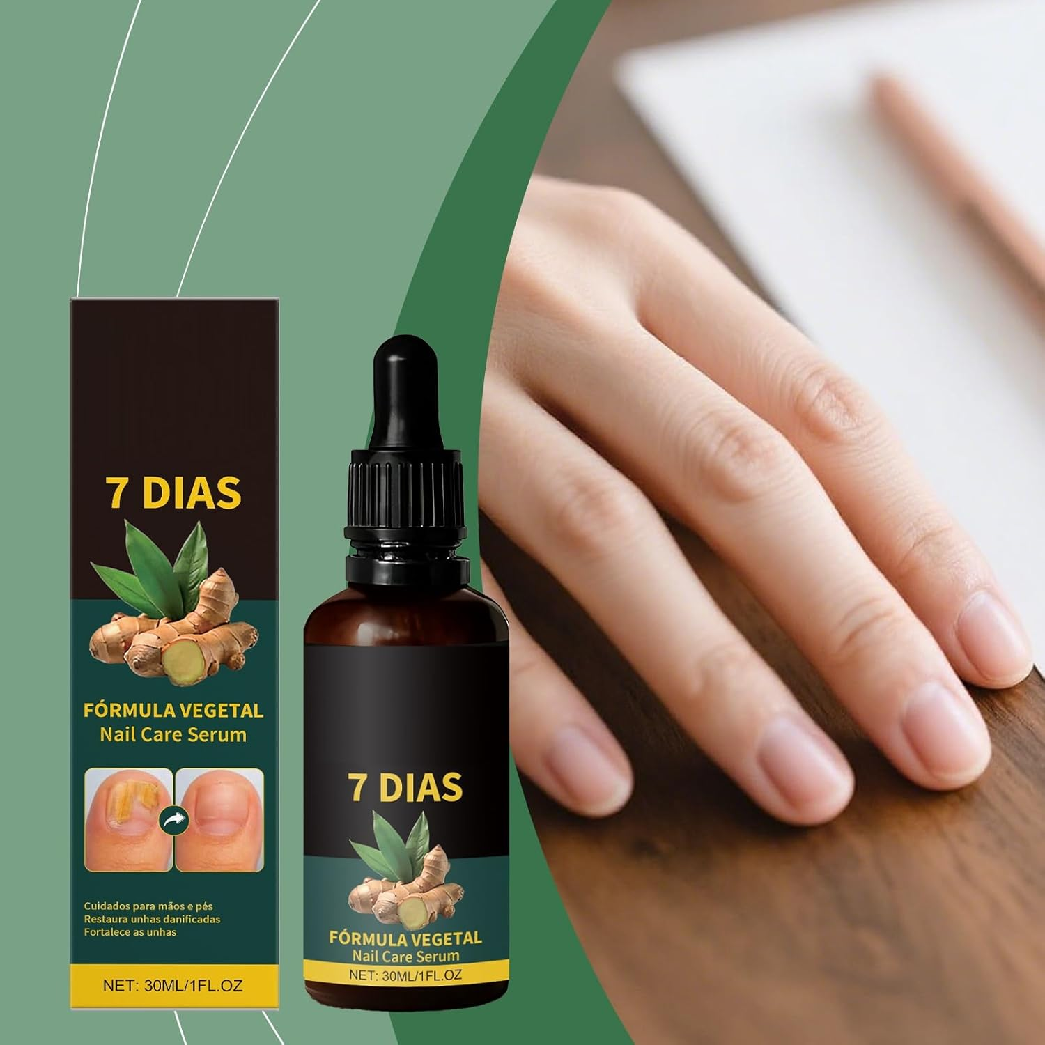 Ginger Nail Growth Serum 7 Days Nail Care Treatment Multi-Purpose Nails Repair Cream Ginger Cuticle Care Nourishing Oil Brittle Strengthener Suitable for Dry and Damaged (2Pcs) image number 6