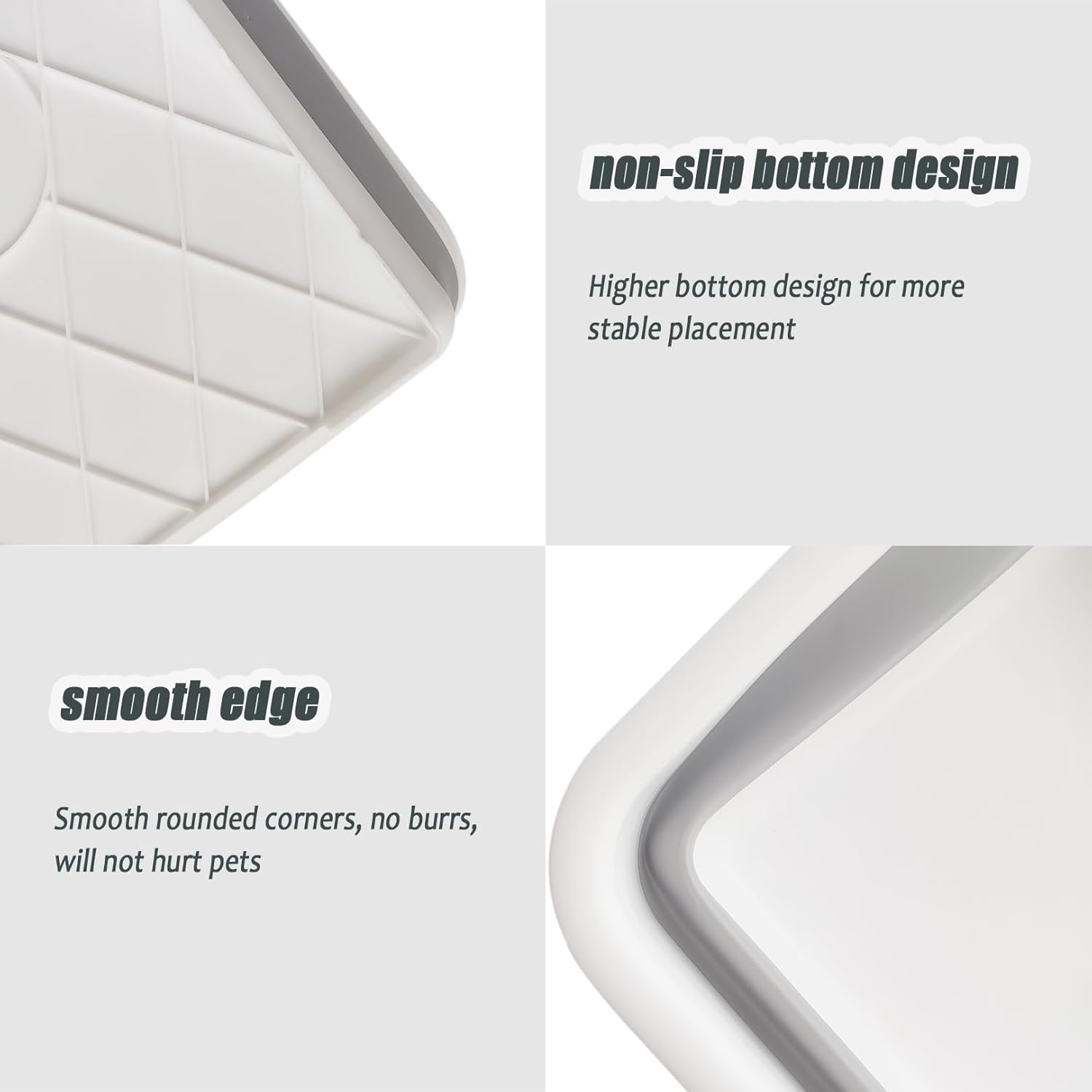 2 Pack Collapsible Small Cat Litter Box, Open Kitten Litter Potty Pan Low Entry Pet Kitty Toilet Foldable Waterproof Travel Toilet for Sick Frail Kitty 14.6 X 10.6 X 4.8 Inches Grey image number 6