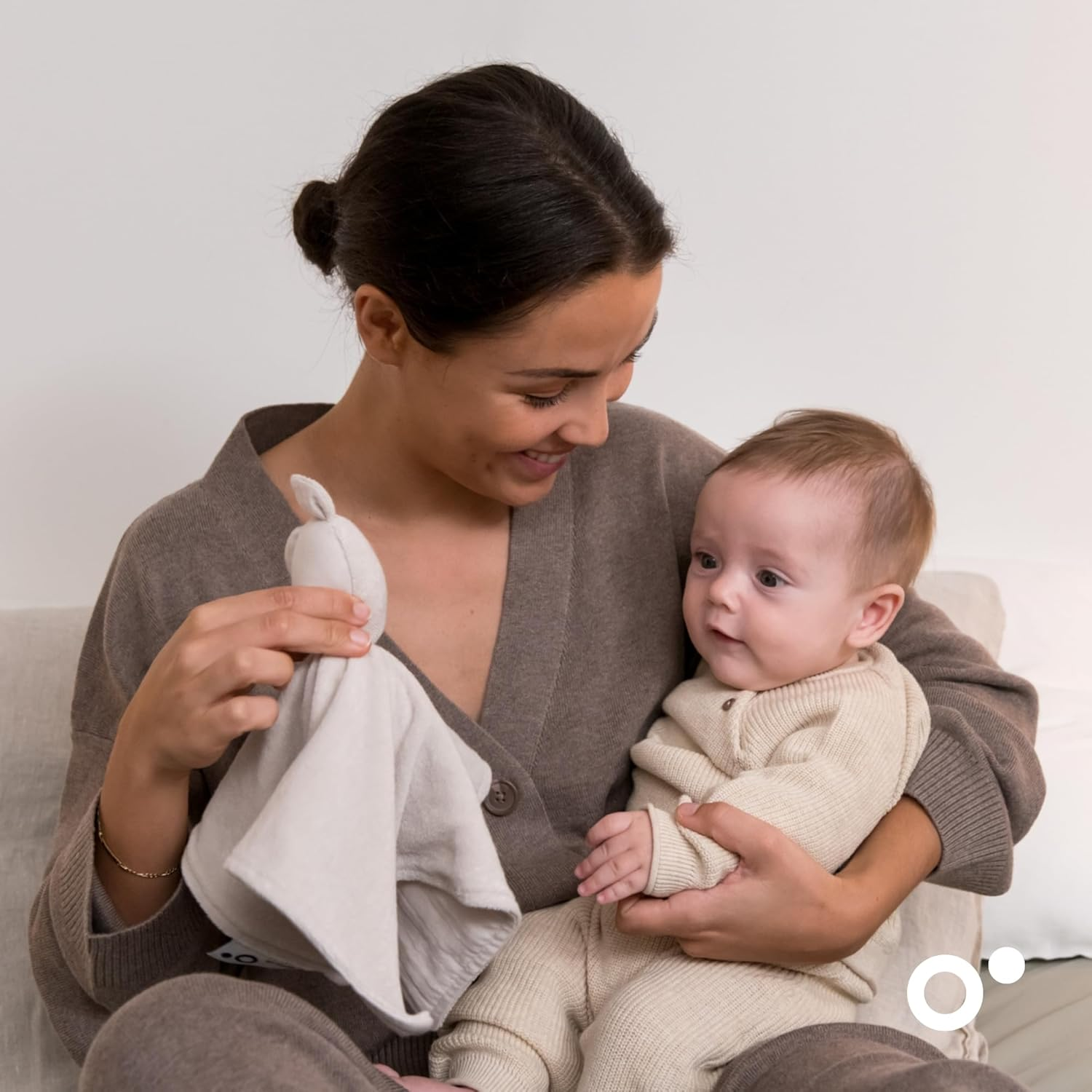 DOOMOO You&Me Baby Cuddle Blanket - Comforter Made of 2 Textile Bodies - Made of Organic Cotton and Organic Terry Cloth - Oeko-Tex Certified - Gift Idea for Birth - Almond - Green image number 3