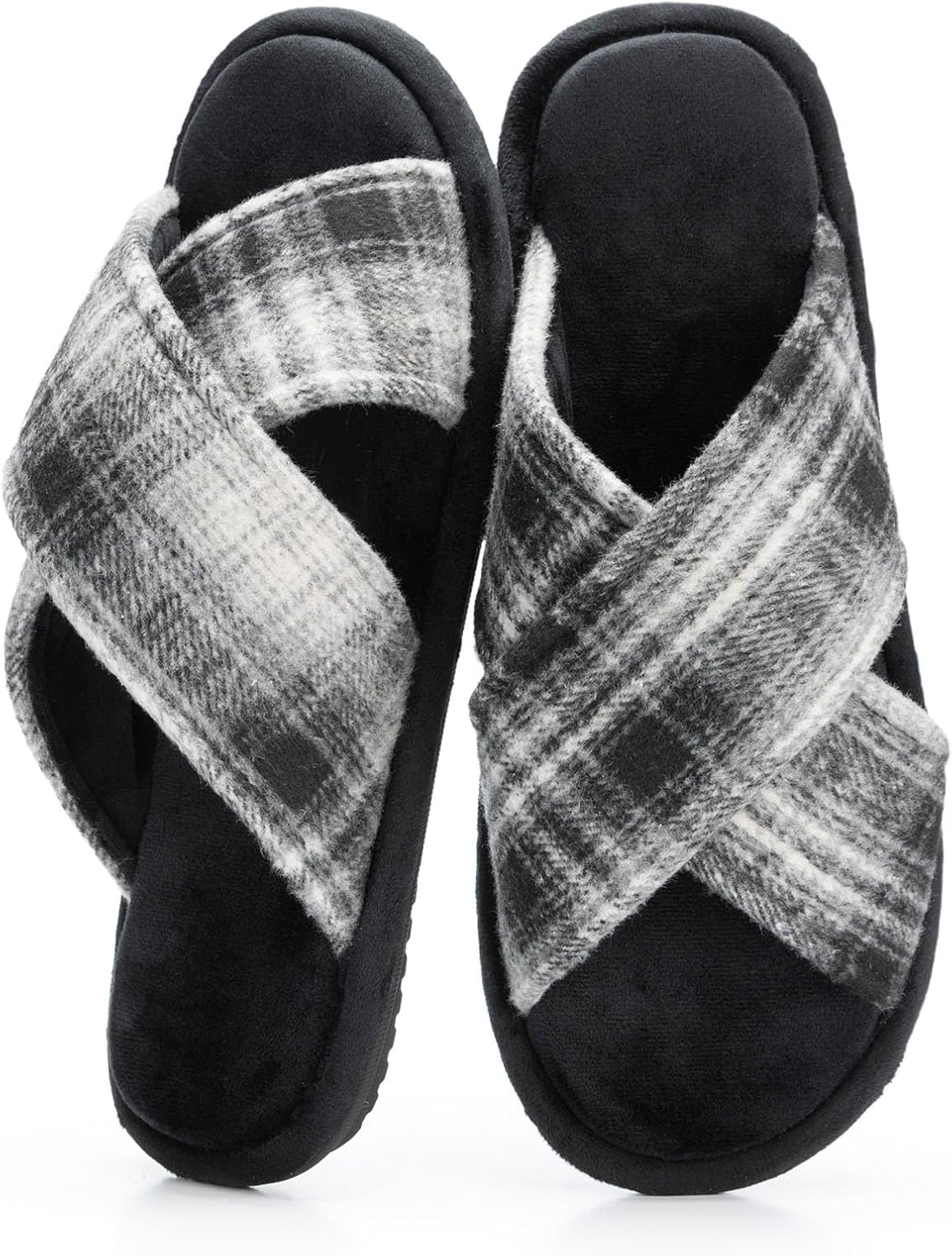 Mens Cozy Slippers Cross Band House Slippers with Memory Foam Soft Non-Slip Indoor House Shoes Summer Breathable Slipper