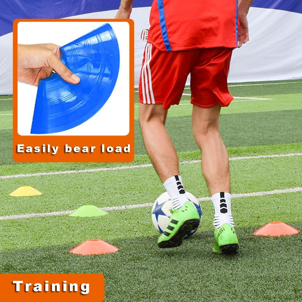 Augctoer 50 Pack 7.5Inch Agile Football Cones with Portable Bags and Strap,Suitable for Football Training,Cones for Sports Training,Basketball Cones, 5 Color image number 6