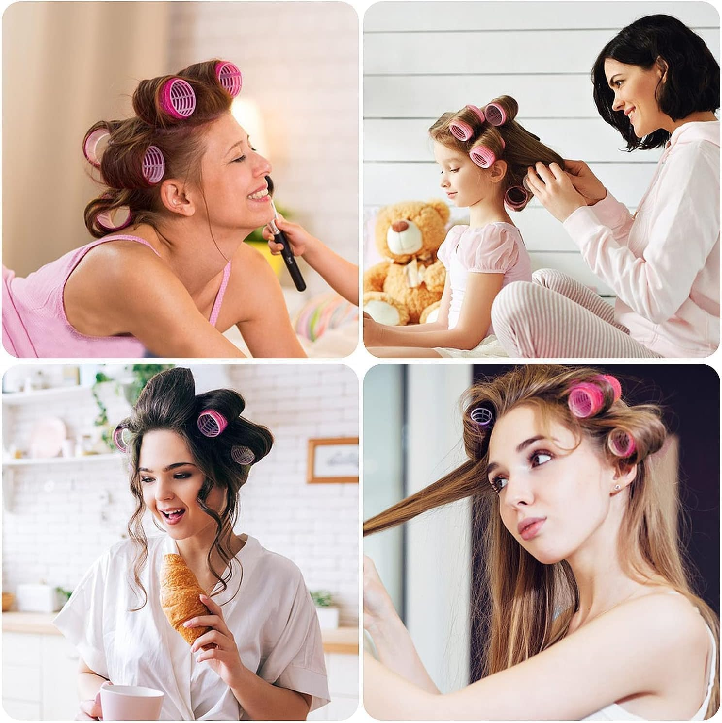 SHUNYUNG Self Grip Jumbo Hair Roller with Clips, 6Pcs Self Grip Hair Curlers Rollers, Self Grip Salon Hairdressing Curlers, Jumbo Hair Rollers Hair Curlers for Long Hair