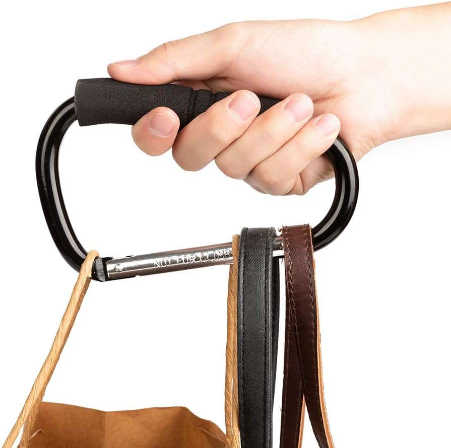 Funbliss Stroller Hooks by Baby，2 Pack Convenient Organizer Hook Bag Clips to Diaper Bags Clothing,Purses,Groceries,Great Hook Set for Mommy When Walking or Shopping(Black) image number 6