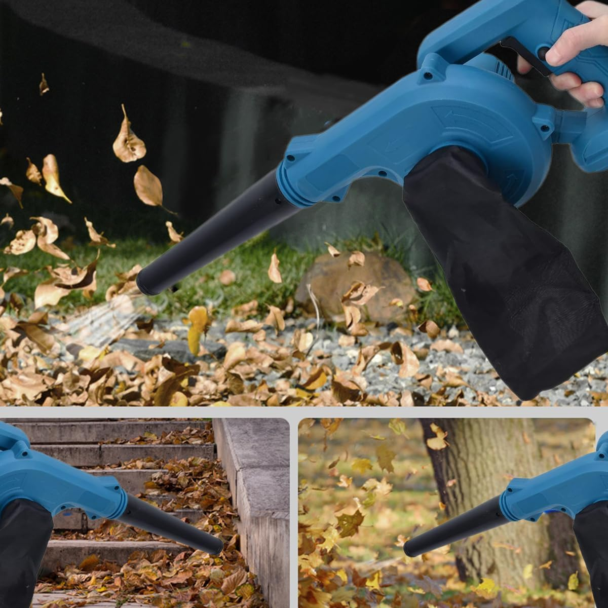 AIMALL Portable Cordless Air Blower &ndash; 1080W, 19000 RPM Leaf and Dust Cleaning Tool with Li-Ion Battery Capability, Blue image number 2