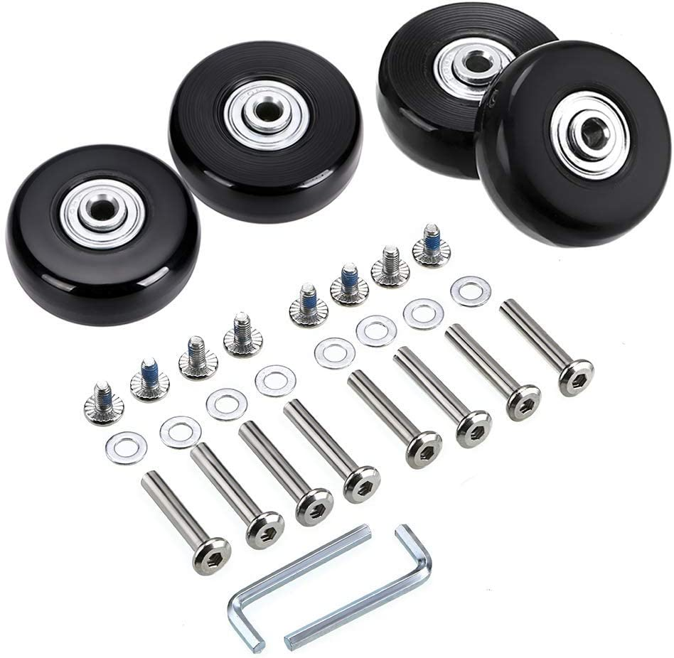 Ownmy 43 X 18Mm Luggage Suitcase Replacement Wheels, Rubber Swivel Caster Wheels Bearings Repair Kits, Set of 4 image number 4