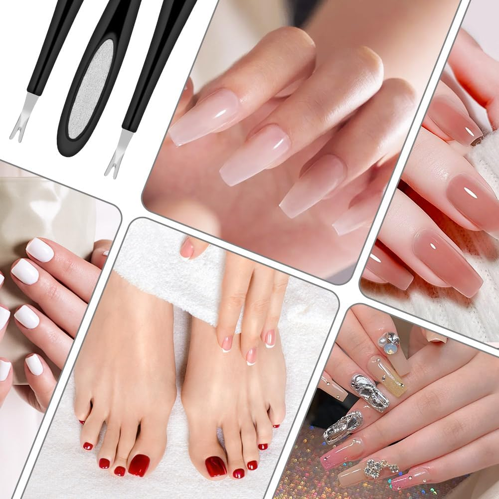 Alaoo Cuticle Pusher with Fork, 2 in 1 Stainless Steel Metal Spatula, Cuticle Pusher, 4 Pieces Cuticle Fork with Nails, Professional Nail Pusher Pusher for Processing Cuticles, Manicures, Pedicures image number 5