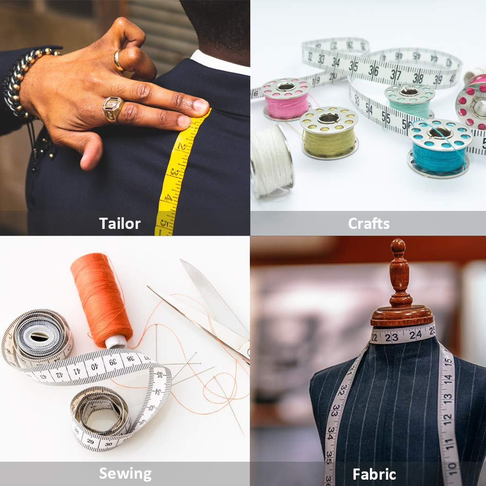 2PCS Measuring Tape for Body, 60 Inch/1.5M Black Retractable Dual Sided Measure Tape Set image number 2