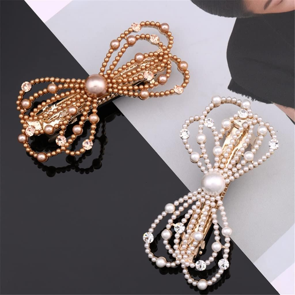 Crystal Hair Accessories,Clips Hairpins,Clip Plate,Hairpin Female Bow Headgear Hair Clip Back Head Hairpin One Word Clip Spring Clip (Color : B, Size : 10 * 5Cm) (Color : A, Size : 10 * 5Cm) image number 2