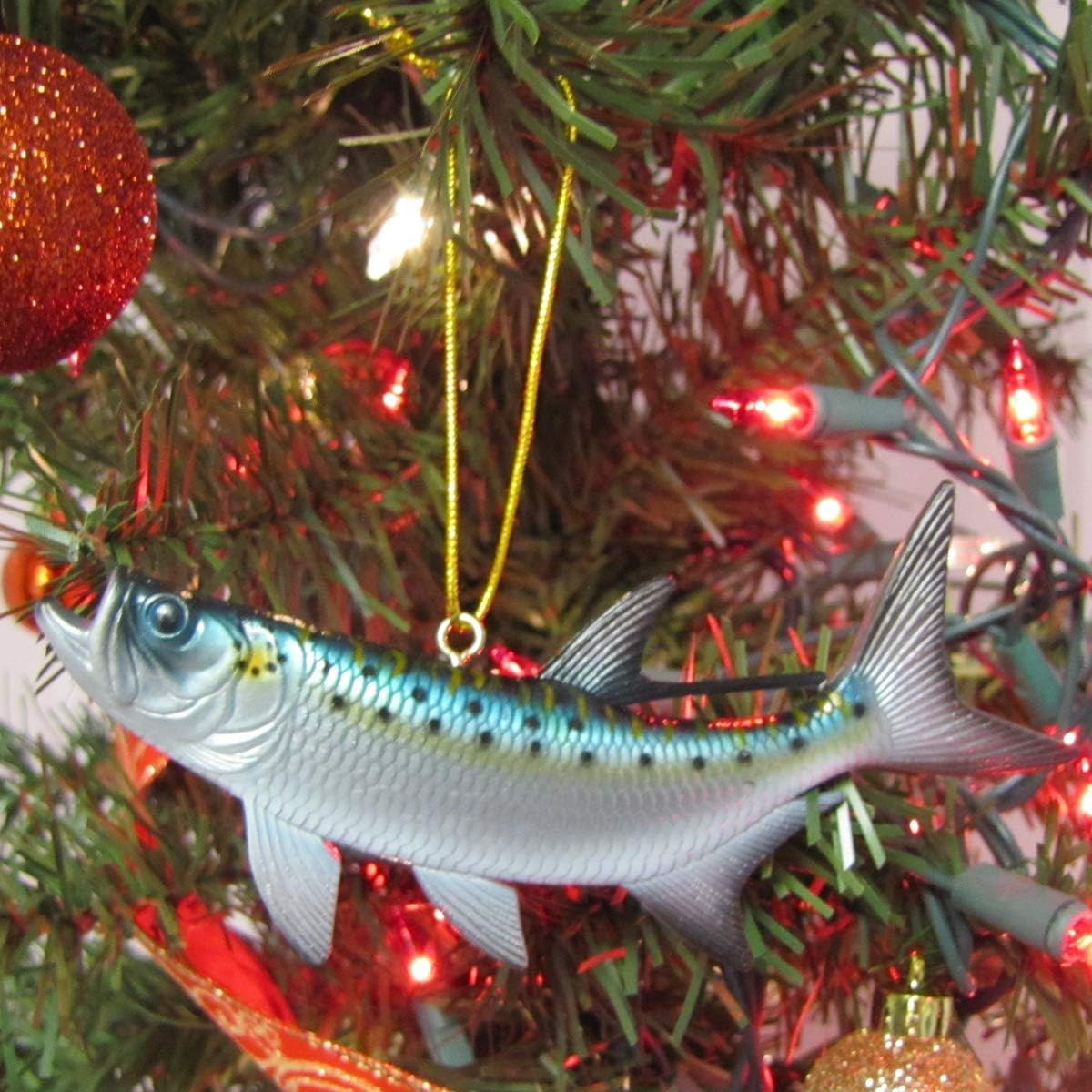 Treasure Gurus 5" Tarpon Big Game Trophy Fish Christmas Tree Ornament Fishing Xmas Gift Topper image number 3