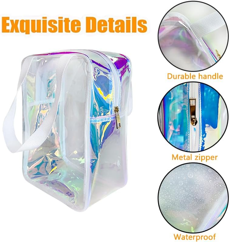 Toteprint Holographic Cosmetic Bag, Transparent, 22 X 30 X 10 Cm, Waterproof Toiletry Bag with Carry Handle, Waterproof Make up Bag with Handle, for Travel/Aeroplane, A240035-D2151-437, Modern image number 5
