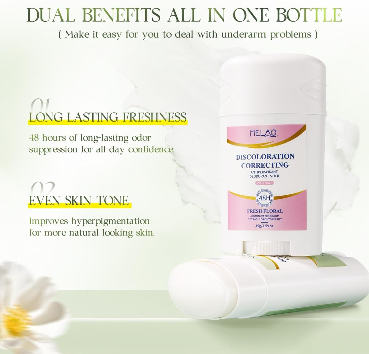 Fresh Antiperspirant Deodorant for Women, 48Hr Breathable Sweat & Odor Protection, Instant Freshness & Gentle, Discoloration Correcting, PH Balancing Minerals, Fresh Floral Scent image number 4
