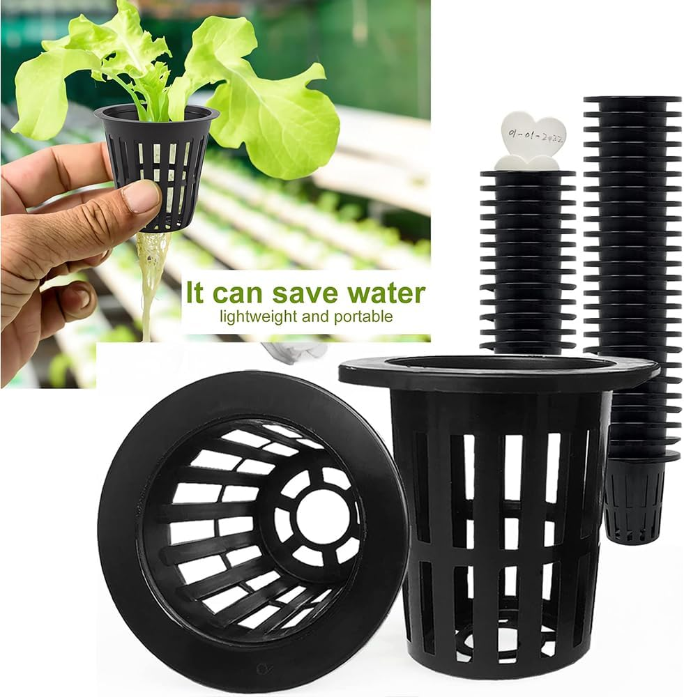100 PCS Net Cups, 2 Inch Lightweight Economy Heavy Duty Garden BPA Free Plastic Net Cups, 5CM Garden Slotted Mesh round Net Cups,Wide Lip Bucket Basket Pot Cups for Hydroponics Aquaponics image number 5
