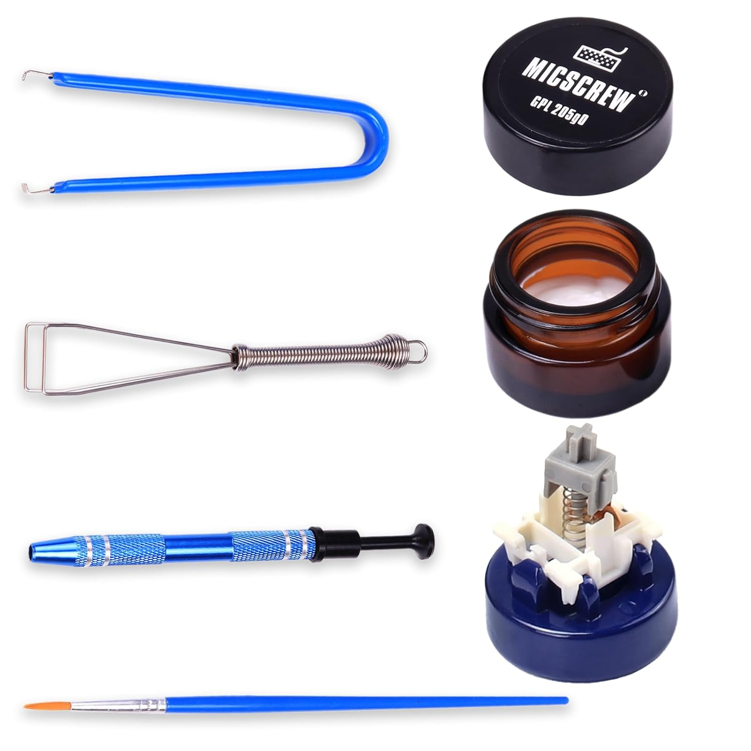 6 PCS Keyboard Lube Kit Includes 0.17 OZ GPL 205G0 Grease，Switch Opener for MX Mechanical Keyboard, Keycap Puller， Switch Puller，Stem Holer，Lube Brush，Ideal for Mechanical Keyboard Krytox 205G0