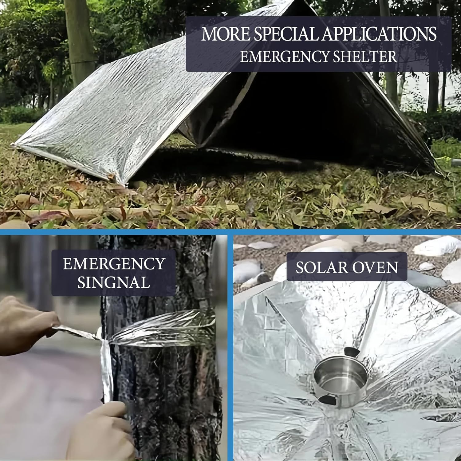 Rescue Blankets, Emergency Blanket, Emergency Thermal Blankets, Survival Reflectivethermal First Aid Foil Blanket for Camping and Emergency Ideal for Outdoors, Survival, Hiking, First Aid (6) image number 3