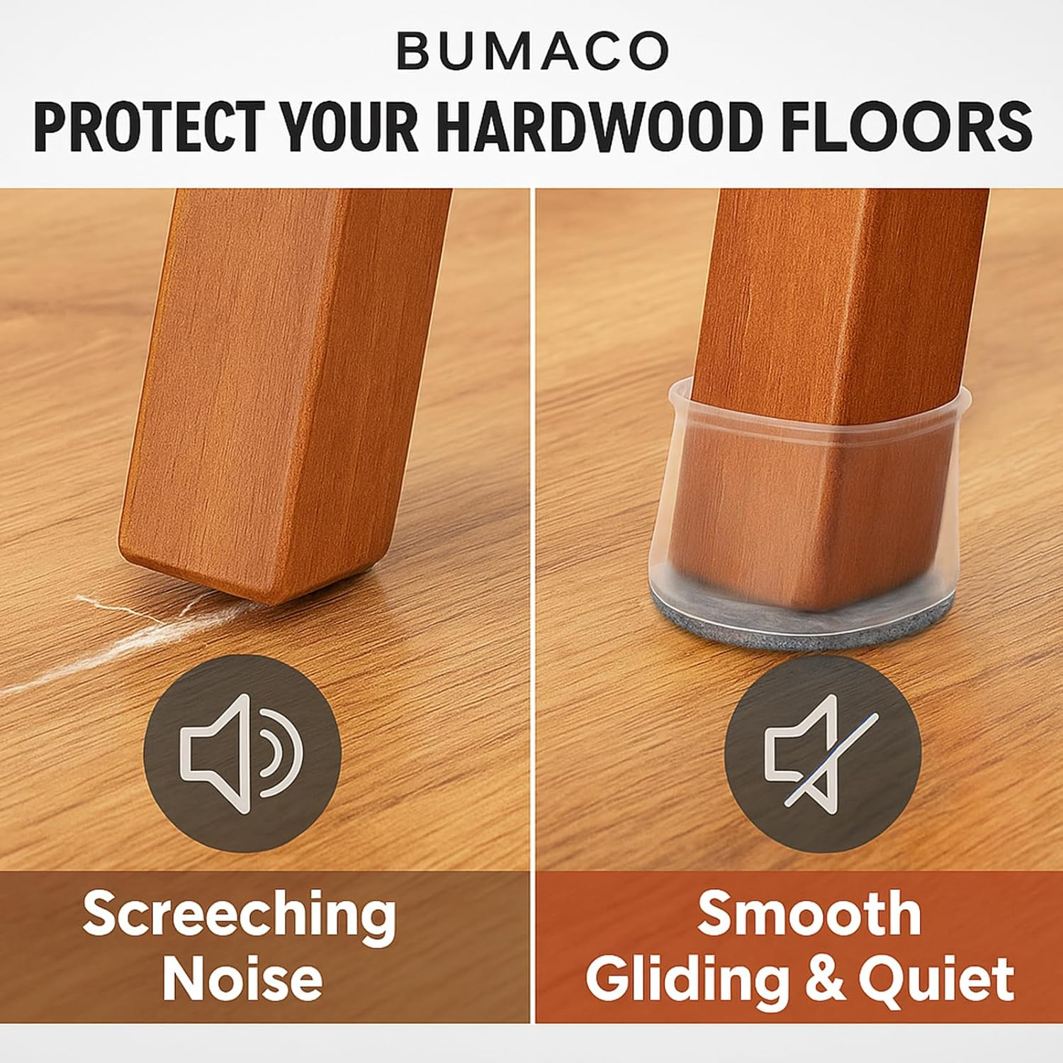 BUMACO 40Pcs Chair Leg Floor Protectors Chair Leg Protectors for Hardwood Floors Silicone Pads Covers to Protect Floors (Clear, Universal S (0.9"-1.29")