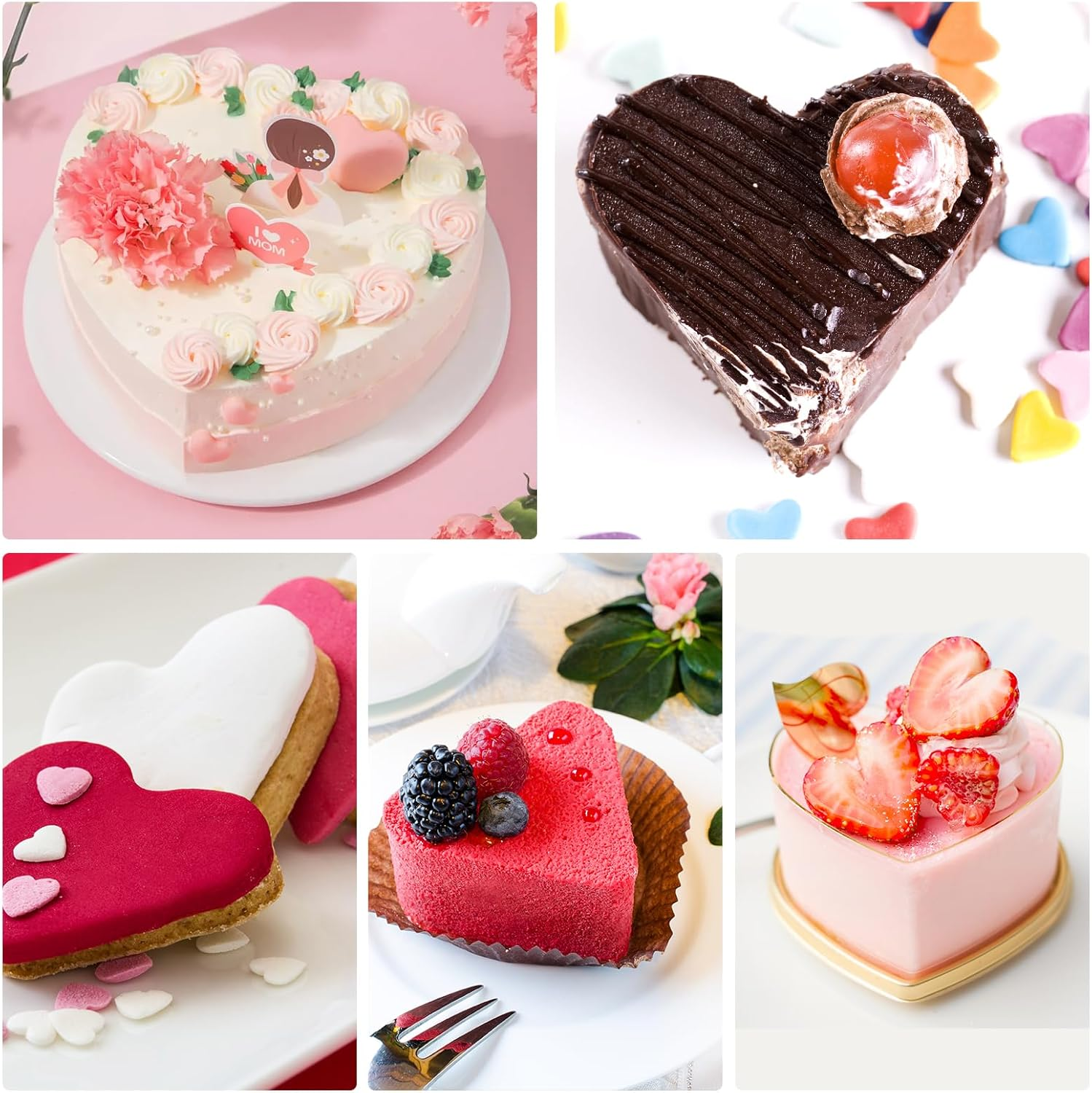 ZHIYUQL Heart Baking Mould, Set of 3 Heart Cake Ring, Silver Stainless Steel Baking Mould, Heart Dessert Rings, Baking Frame, Smooth and Heat Resistant for Cake Decoration, Backing, Holiday Party