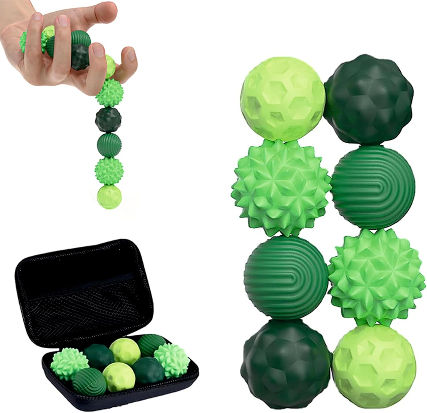 Generic 8 Pcs Fidget Balls for Adults & Teens &ndash; Small Desk Toy for Focus & Relaxation &ndash; Green Silicone Sensory Balls image number 1
