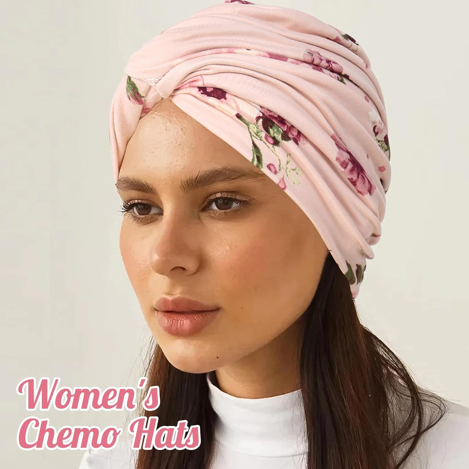Women'S Chemo Hats, Turban, Chemo Headgear, Women'S Headscarves for Cancer Patients, Hats for Cancer Patients, Headscarf Hair Band, Pre-Tied Beanie Headpiece, Pleated Hat for Women