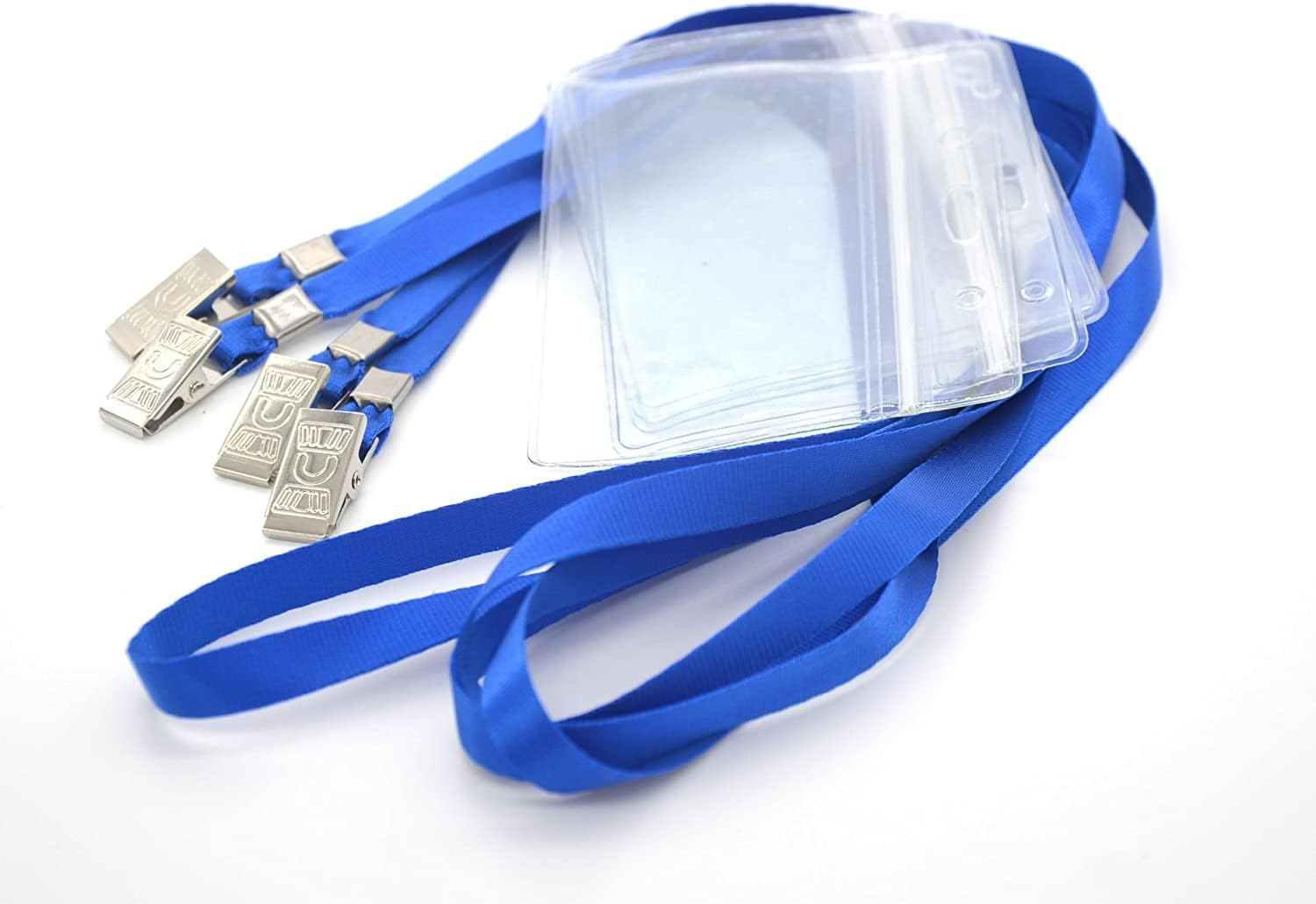 Name Tags,Bird Fiy 50 Pcs Waterproof Type Clear Plastic Horizontal Name Tag Badge Id Card and 50 Pcs Blue Lanyard