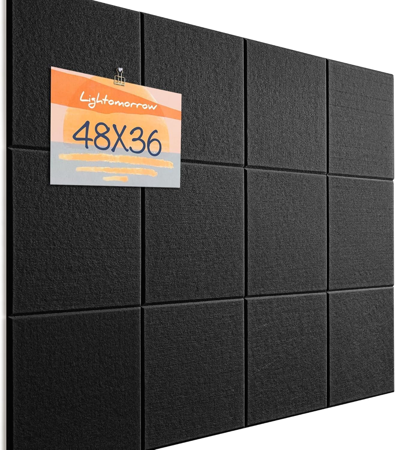 Homodoskey Large Cork Board Alternative - 12 Pack Felt Wall Tiles with Safe Removable Adhesive Tabs, Cork Board for Office Pin Board Tack Board 48 X 36 (White)