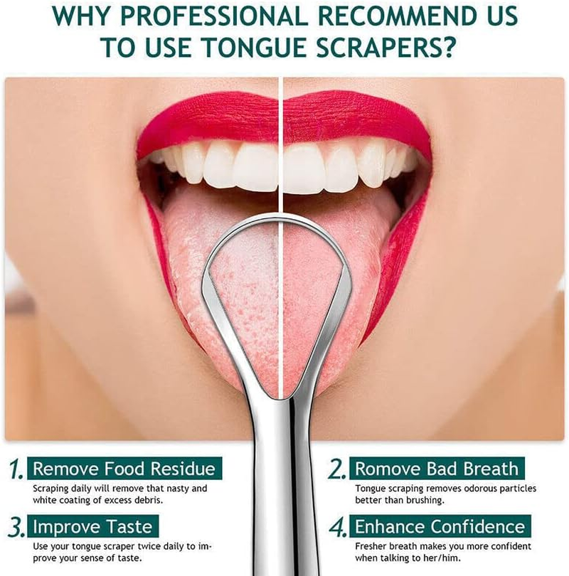 AIMALL Stainless Steel Tongue Scraper, Oral Hygiene Cleaner for Bad Breath, Dental Care Tool to Remove Germs & Residue, Durable & Hygienic Design, 5.75-Inch Length image number 4