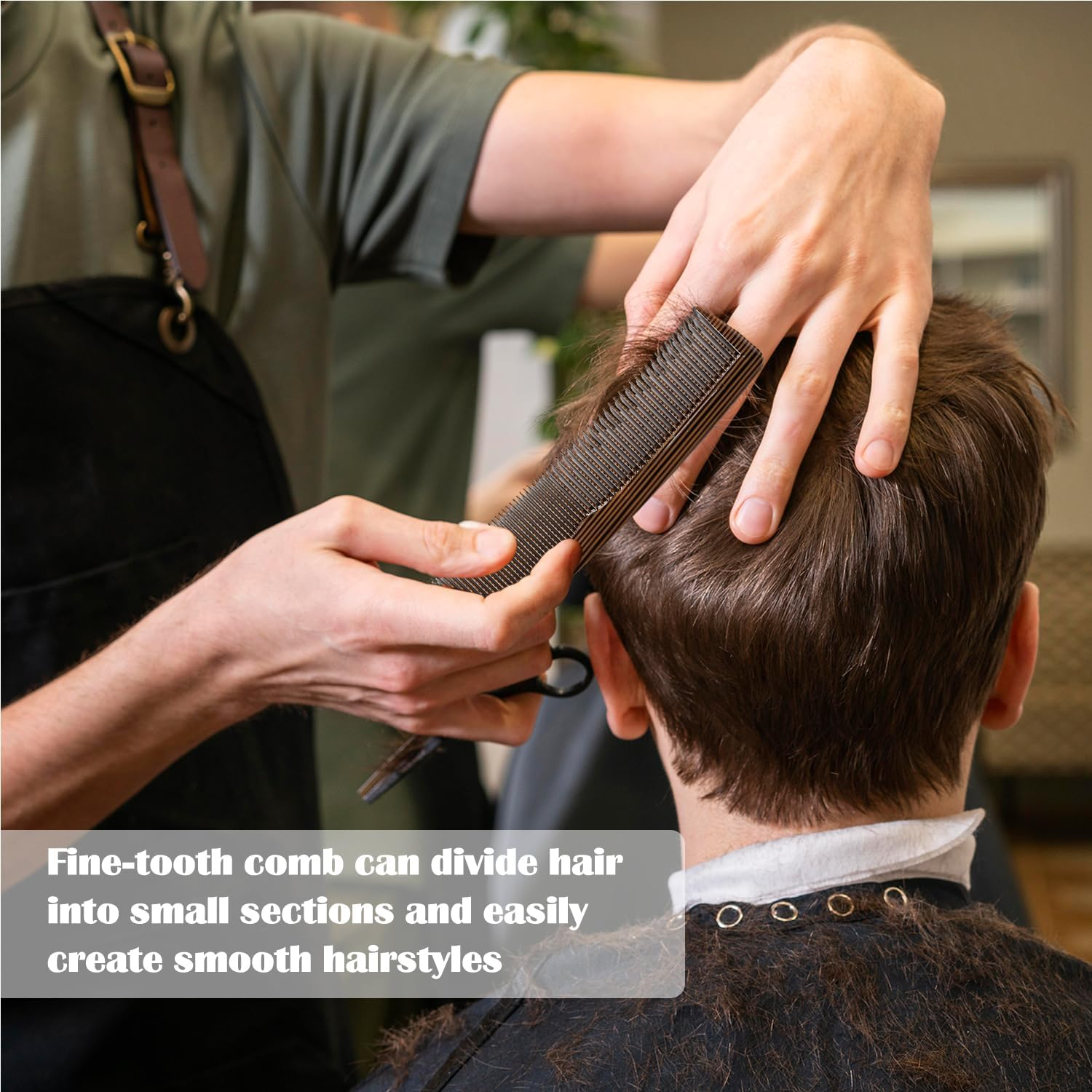 4Pcs Comb Set with Wooden Grain, Professional Styling Hair Combs for Men, Heat Resistant & Anti-Static Detangling Hair Cutting Comb for Women Men image number 5