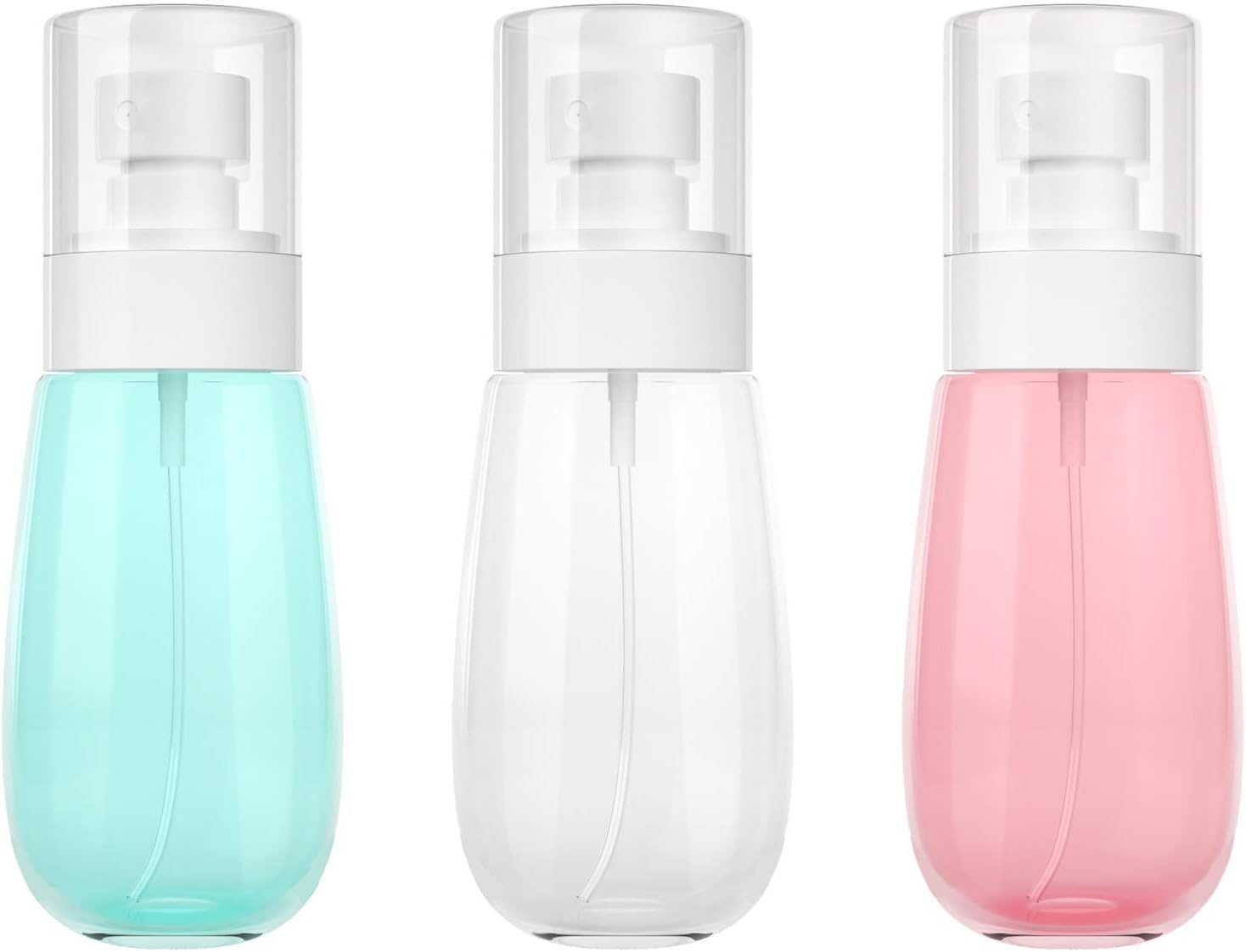 Small Spray Bottle 60 Ml, 3Pack Fine Mist Mini Spray Bottles for Travel, with Funnel, Pink, Clear, Blue, Leak Proof & BPA Free image number 3