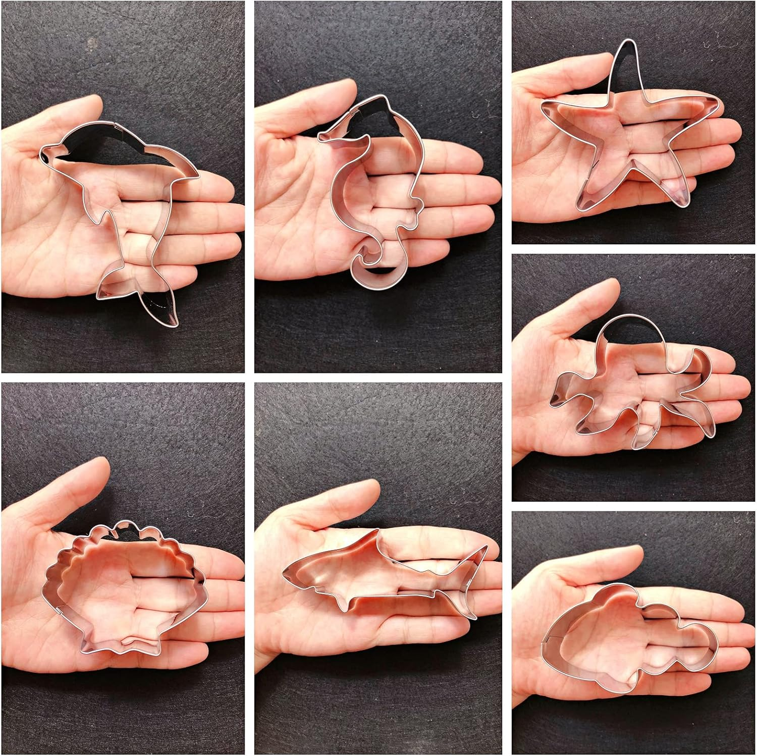 Under the Sea Creatures Cookie Cutter Set-3.5" 3"-7 Piece-Shark, Seastar, Seashell, Seahorse, Whale, Octopus, Fish Cookie Cutters Molds for Kids Birthday Party Supplies Favors. image number 3