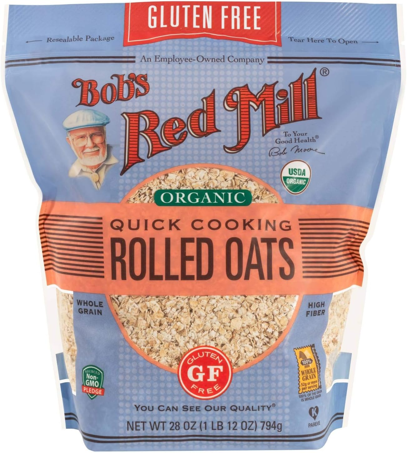 Bob'S Red Mill Bob`S Red Mill Organic Quick Cooking Rolled Oats Pure Wheat Free 794G, 794 G image number 4