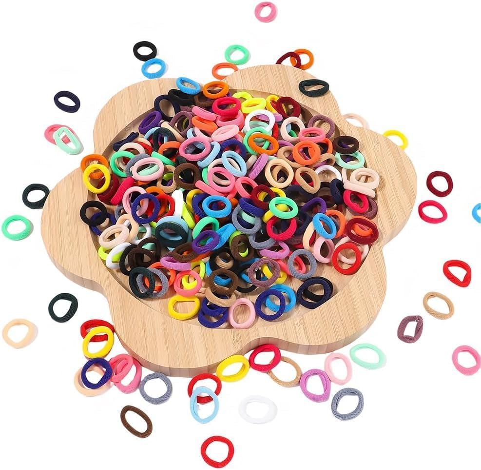 Pack of 200 Colourful and Black Elastic Hair Bands for Women, Girls and Children image number 1