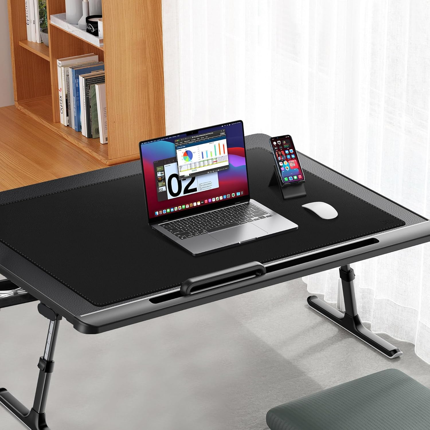 Cacoy Leather Desk Pad, 90X50Cm Waterproof Desk Mats on Top of Desks, Large Gaming Keyboard Mouse Pad, Black image number 4