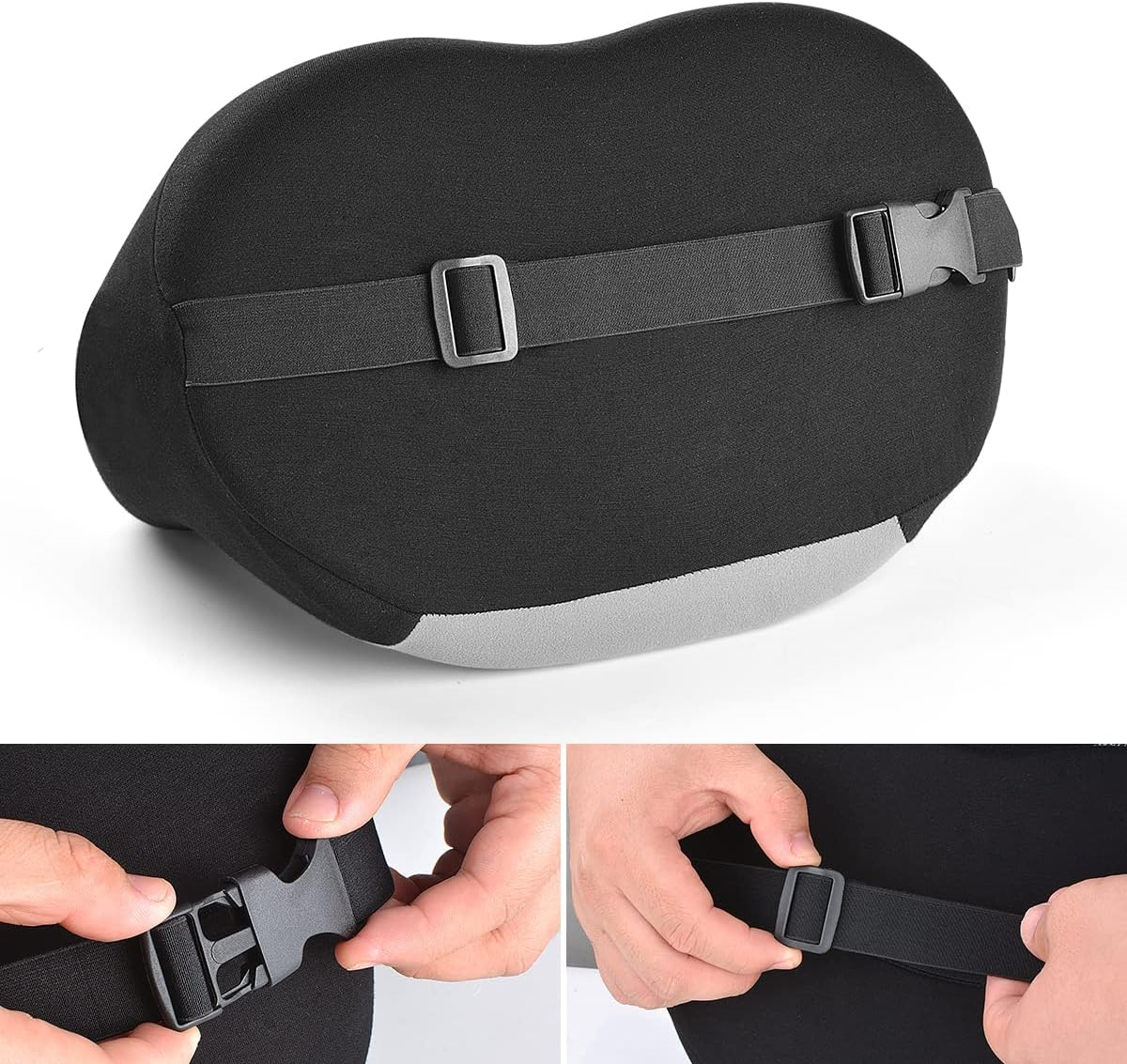 Car Headrest Neck Pillow Comfortable Memory Form Breathable Ergonomic Design Relieving Neck Stiffness and Adjustable Straps for Different Sitting Positing（Black Grey） image number 2