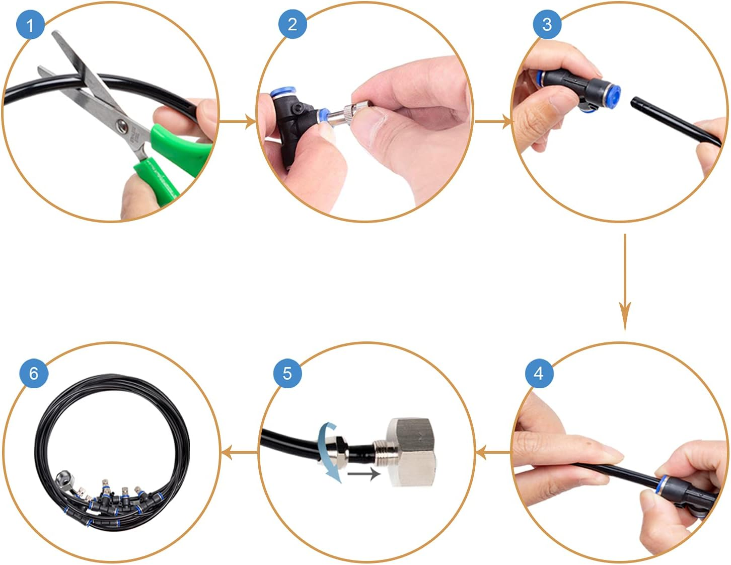 Misting Nozzles, Outdoor Misting Cooling System Nozzles for Patio Garden Umbrellas Fan, 1/4-Inch Orifice, 5Pcs Stainless Steel Mist Nozzles image number 5