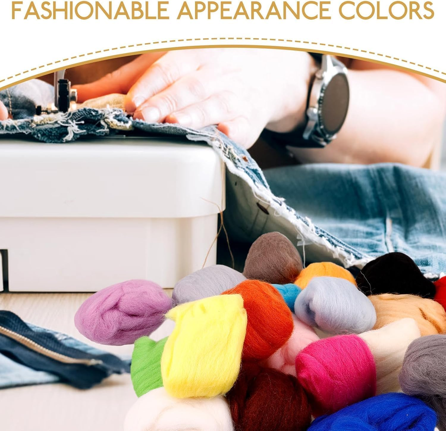 WADY 20 Colors Needle Felting Wool, Fibre Wool Roving Felting Wool Needle Felting Hand Spinnings for Wool Felting Yarn Supplies DIY Craft Materials (20) image number 4