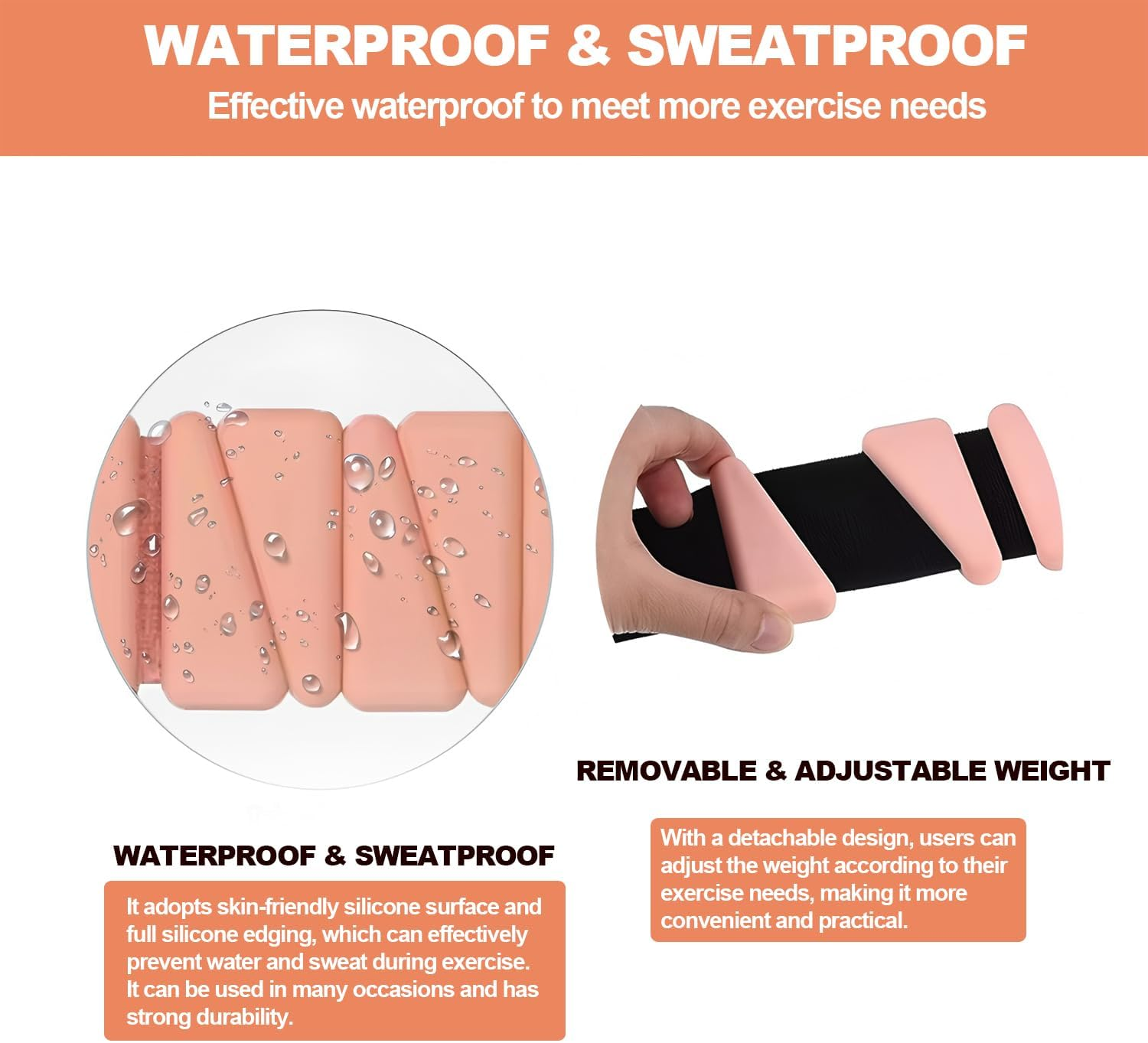 AIMANWEI Pilates Wrist Ankle Weights for Women,Set of 2(1 Lb/2 Lb Each) Adjustable Weights Training Intensity for Yoga, Dance, Pilates, Pool Exercises and Jogging for Women Men - Beige image number 5