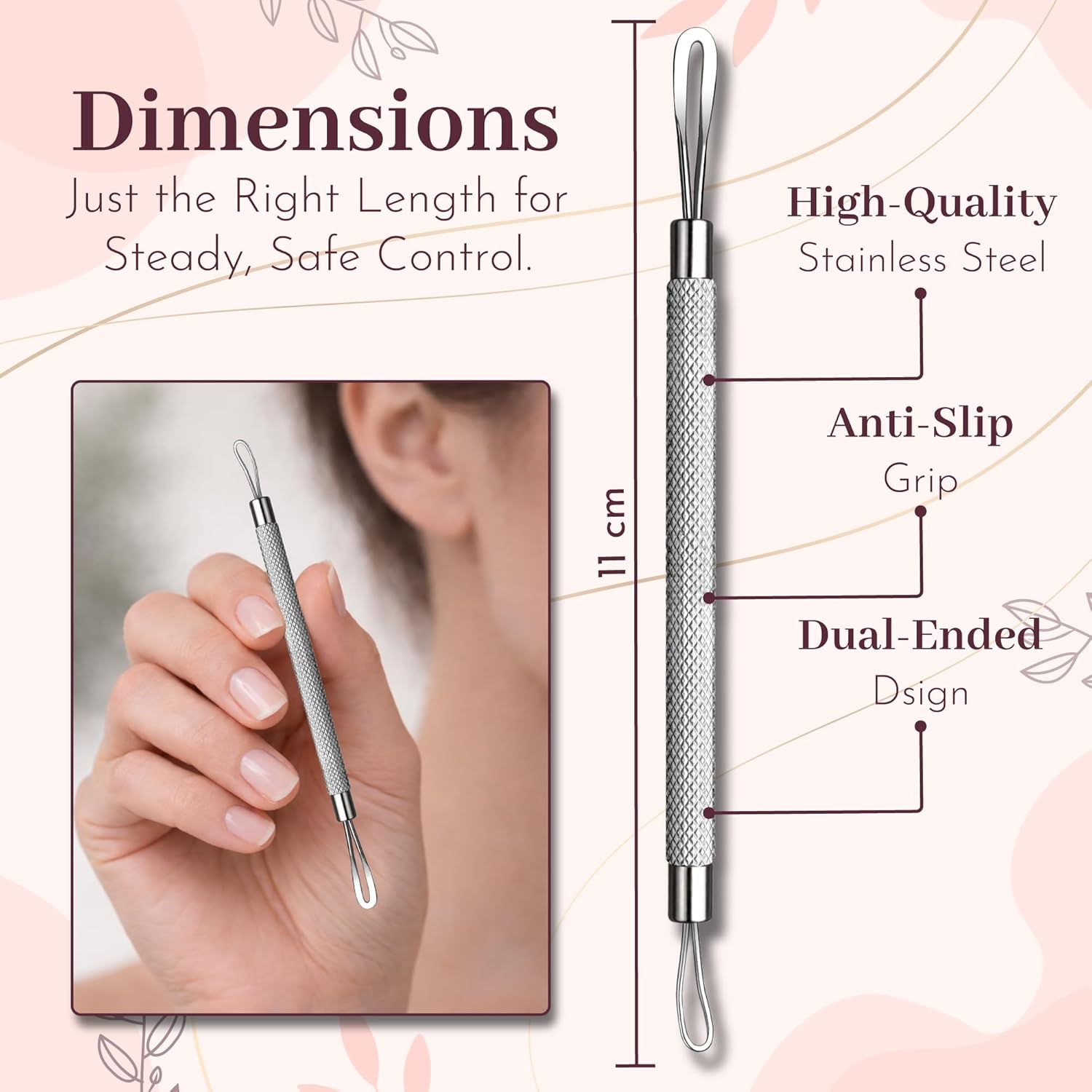 Blackhead Remover Professional Skincare Spot Treatment Blackhead Remover Tool for Blemish Comedone Whiteheads Pimple Popper with Double Sided Soft Touch and Anti-Slip Design