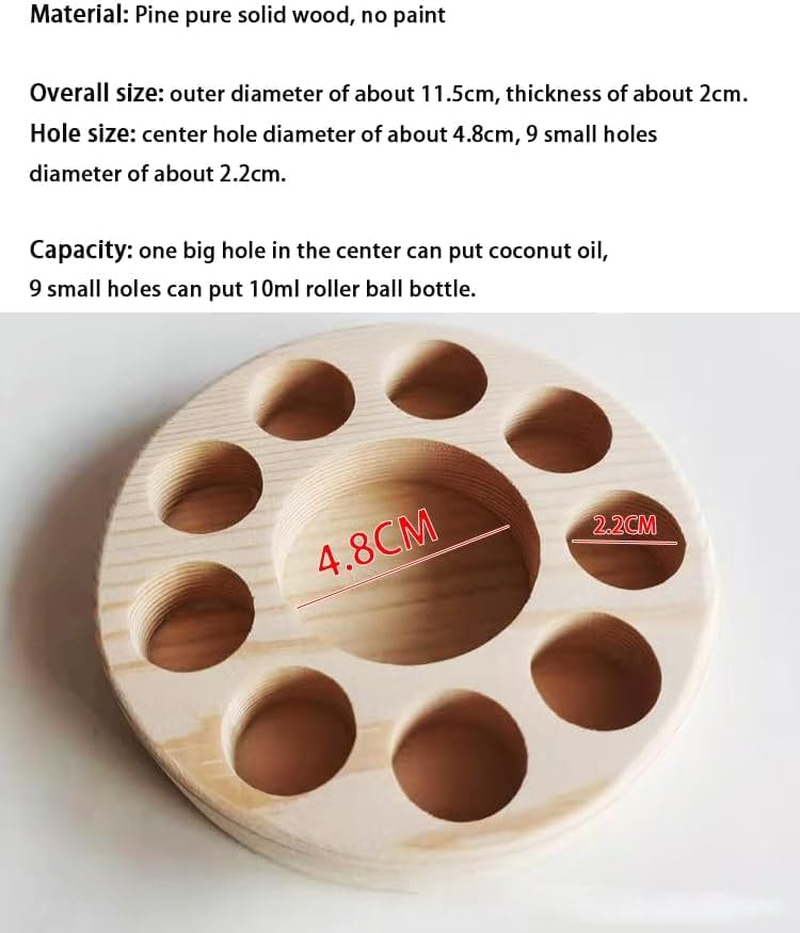 AMZTEMU 3 Packs Essential Oil Holder, Wooden Essential Oil Kit, Essential Oil Storage Organizer Travel Display, Holds 10 Bottles 5 Ml, 10 Ml Sizes - 5 image number 3