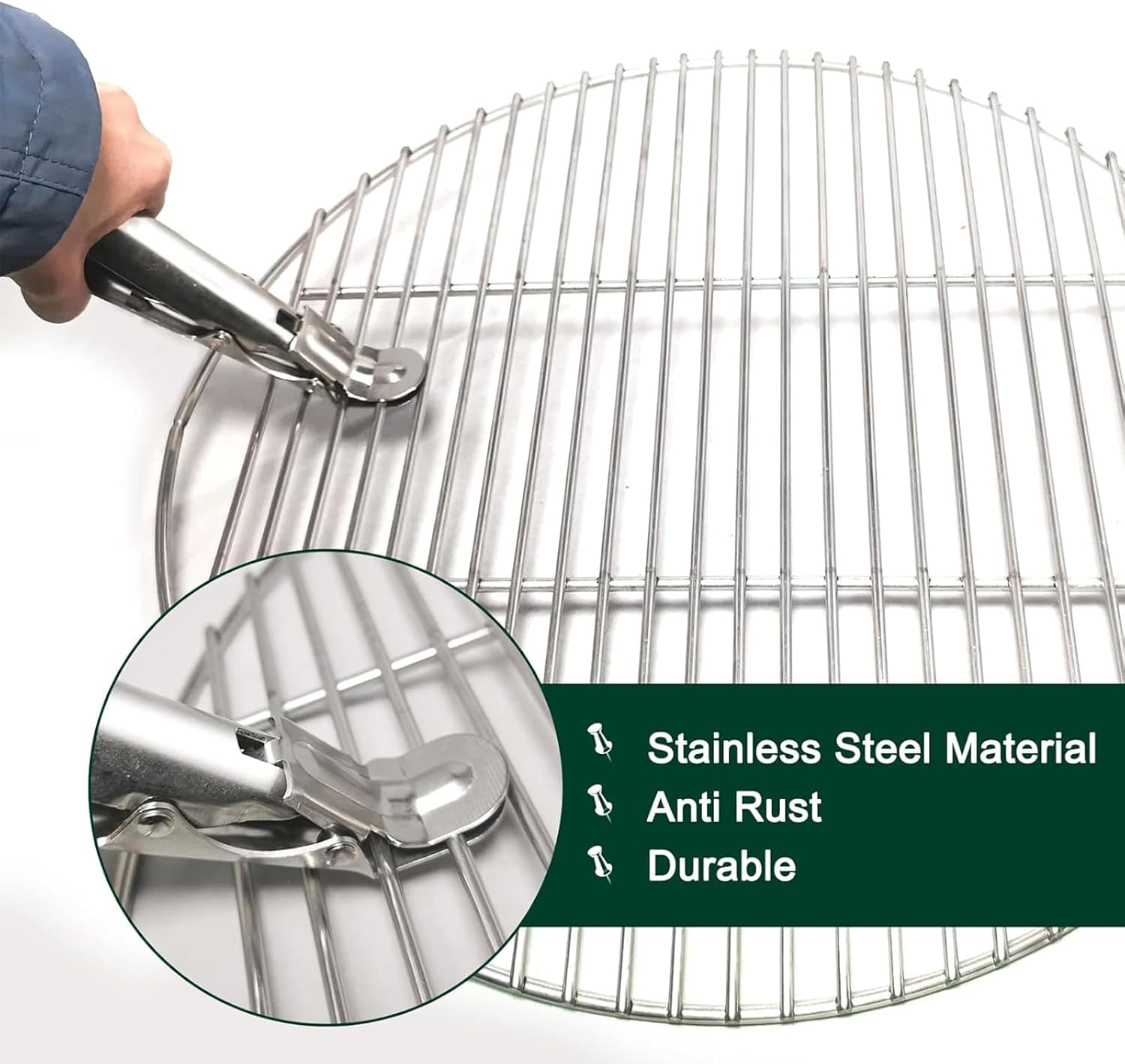 Zalizr Grill Grate Lifter Gripper, Stainless Steel Grate Gripper for Charcoal Grills & Smokers, Universal BBQ Lifter Grabber Tongs, Grill Accessories image number 6