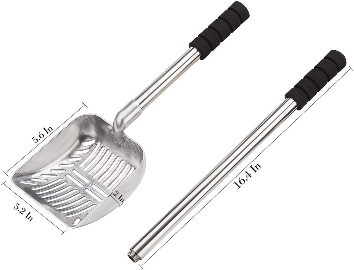 NCONCO Metal Cat Litter Scoop with Long Handle and Deep Scoop, Removable, Non-Stick, No Bending, Heavy Duty Cat Litter Strainer with Foam Padded Long Handle image number 1