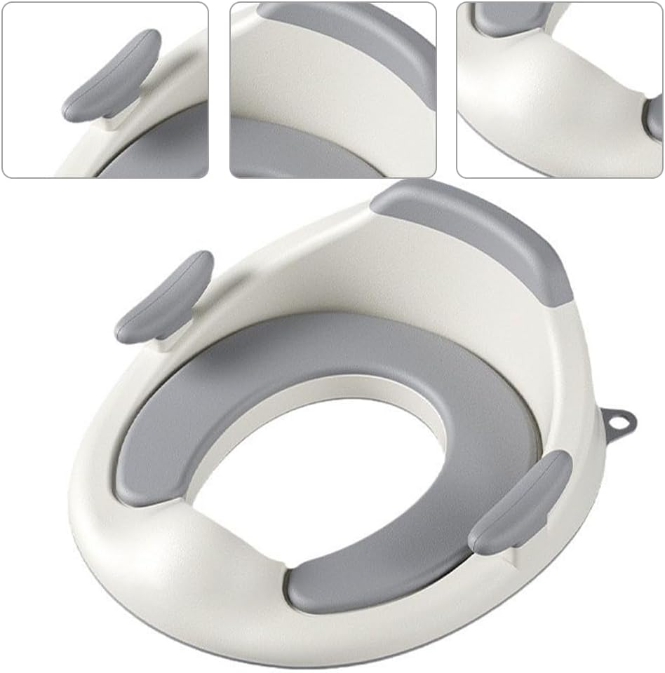Potty Training Seat,Toilet Trainer,Stability Toilet Seat,Foldable Seat,Travel Potty, with Safe Handles and Detachable Cushion for Boys and Girls, Need to Go to the Toilet, Grey image number 5