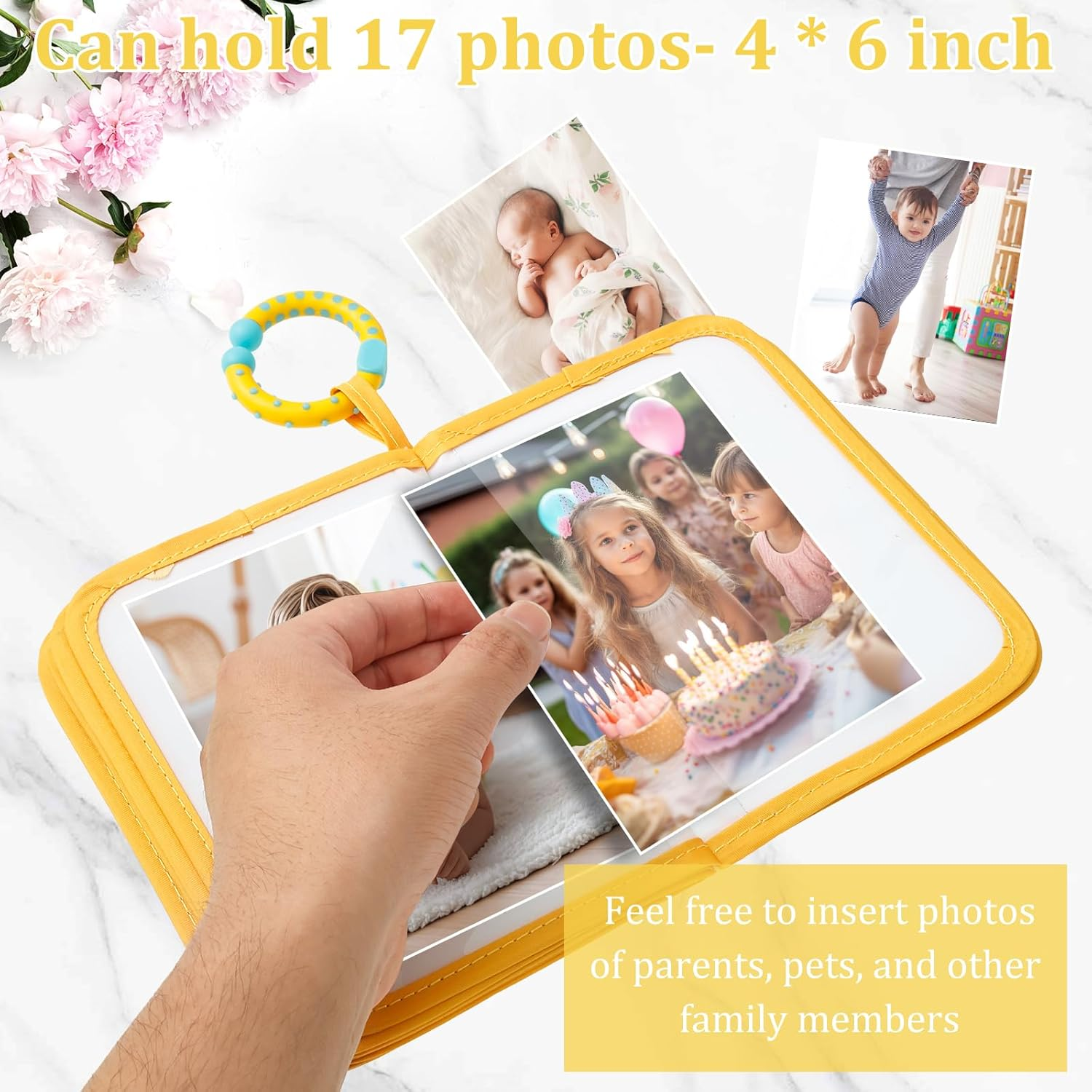 Cute Decorative Baby Photo Album - Soft Toddler Photo Book with Safety Mirror & Hook Closure | Adorable Newborn Memory Keepsake image number 2