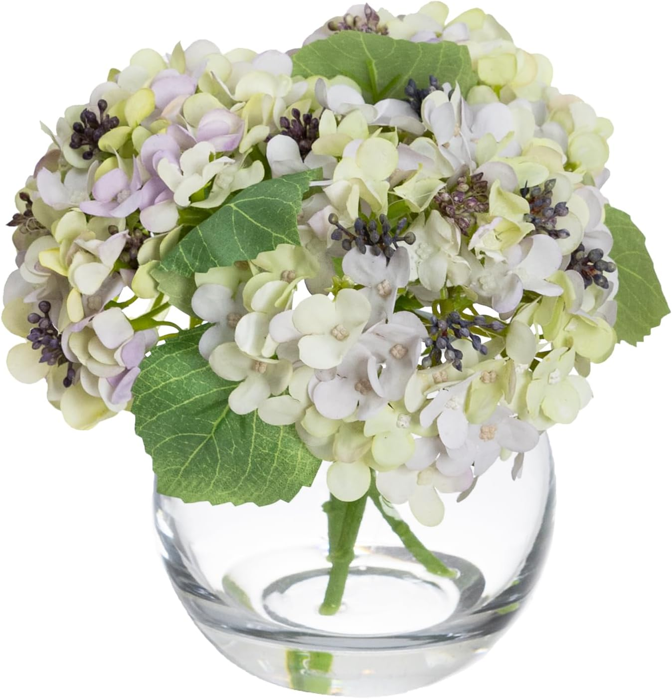 Glamorous Fusion - 19Cm Hydrangea Arrangement in Glass Fishbowl Vase (Pink)