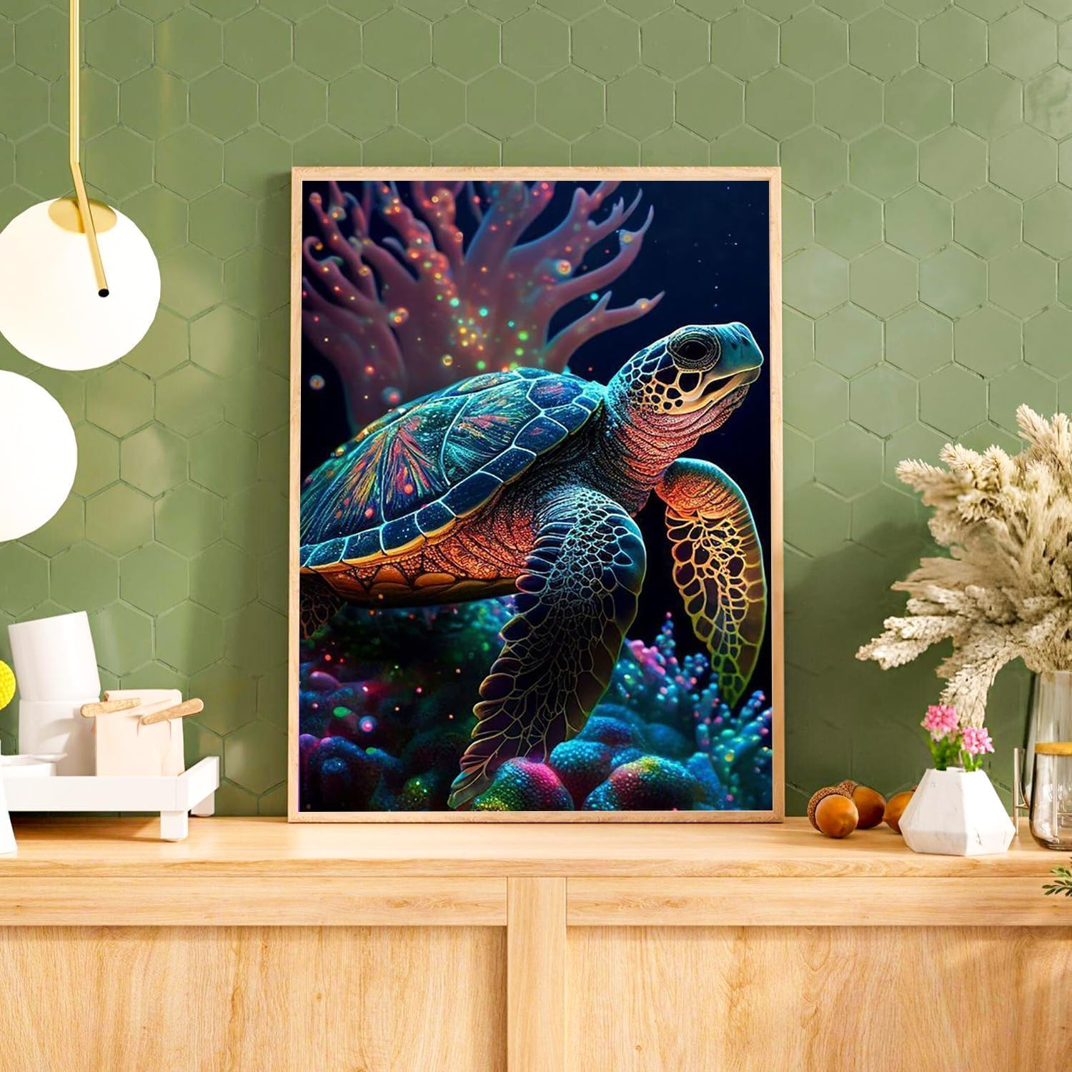 Diamond Painting Kits for Adults, Sea Turtle 5D DIY Diamond Art Kits Full Drill Diamond Dots for Gift Wall Decor and Relaxation Gem Arts 12X16 Inch image number 3