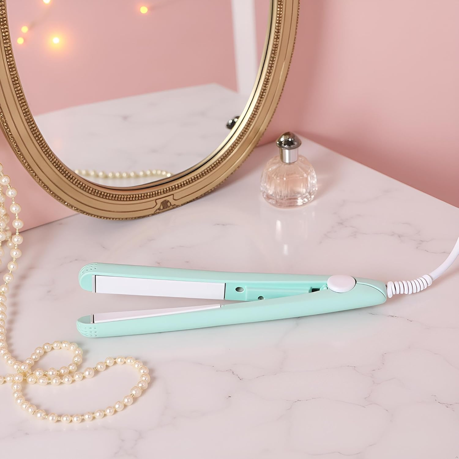 Blue Mini Hair Curler, Ceramic Mini Hair Curler for Short Hair Fine Hair, 2 in 1 Mini Ceramic Curler, Hair Straightener, Mini Curling Iron Barrel Short Hair, Hair Styling Tools Irons