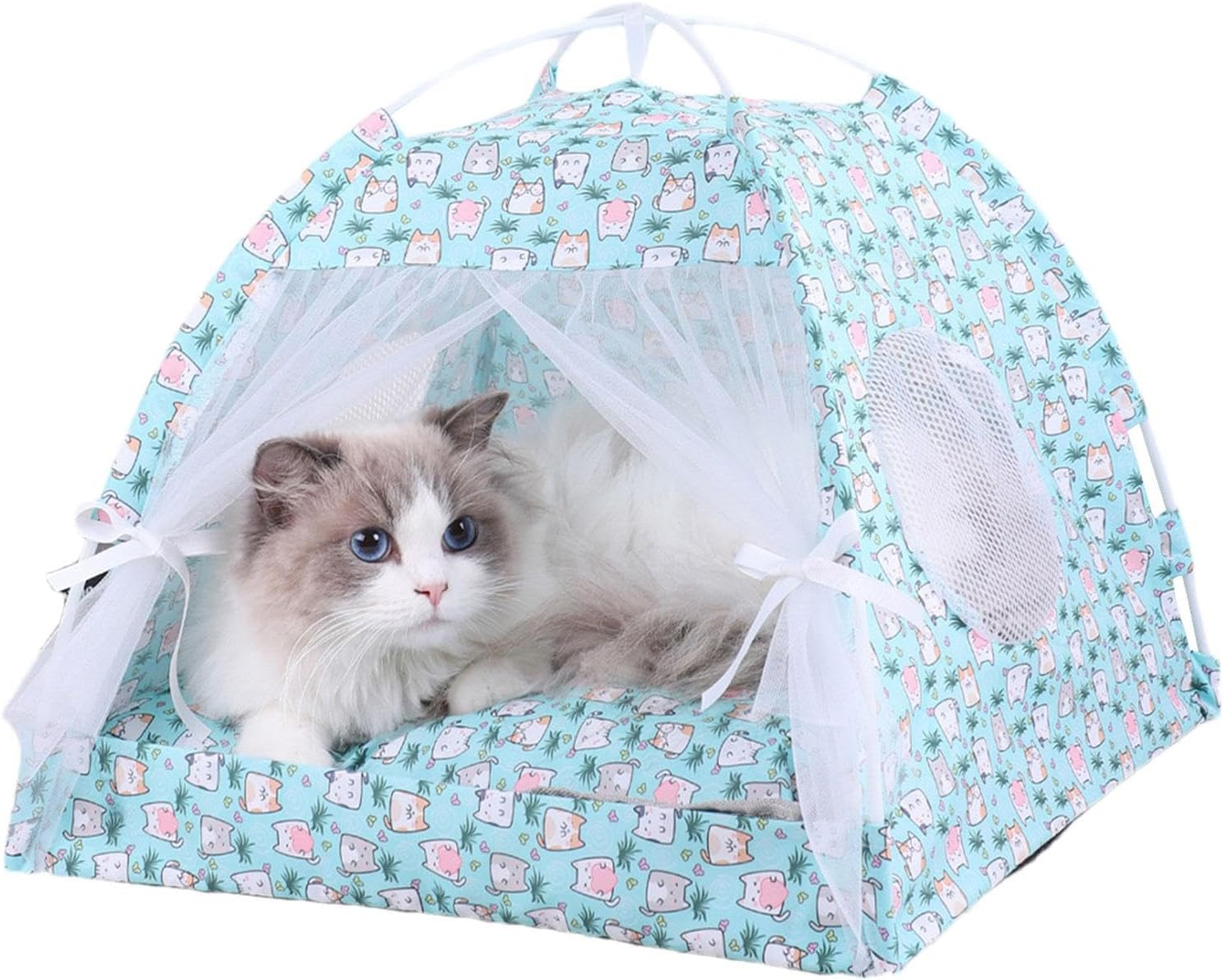 Pet Tent for Cats | Portable Cat Cave Tents - Pet Sun Shelter, Semi-Enclosed Floral Pet Cave Nest, Foldable Dog Tent Bed for Indoor and Outdoor image number 5