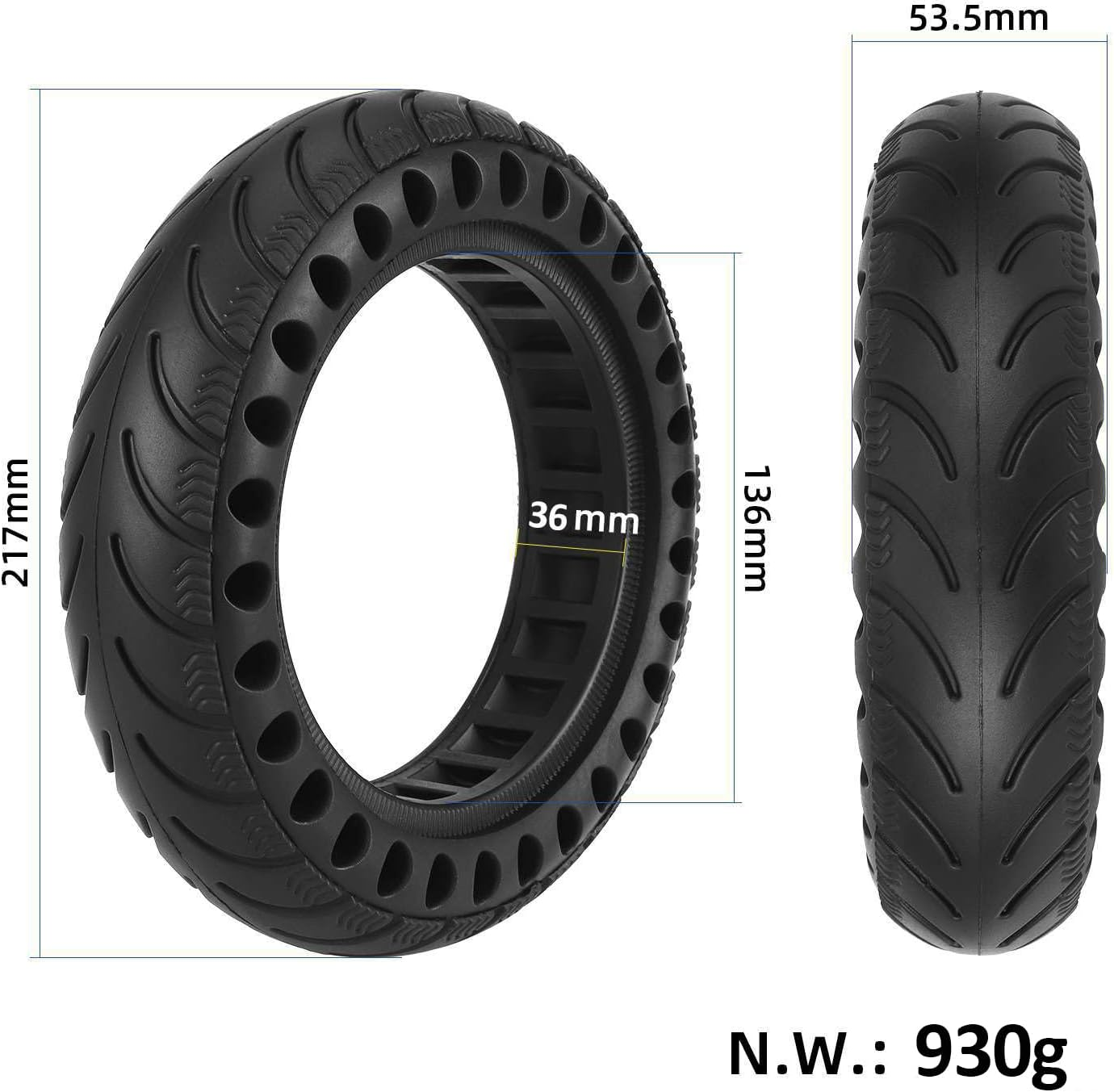 9 X 2.125 Solid Tyres for Xiaomi M365 Electric Scooter Offroad Soft Solid Tyres 9 Inch Solid Rubber Tyres with 36 Mm Wheel Hub Slot Replacement Tyre Accessories Highly Elastic Replacement Tyre image number 4