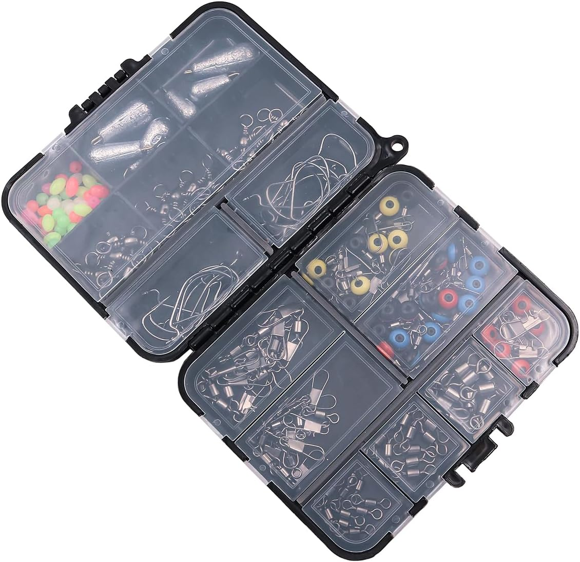 NUZAMAS 160-Piece Fishing Accessories Kit - Lure Sea and Rocky Fishing Set Box with Swivels, Snaps, Bass Casting Sinker Weights, Line Beads, Jig Hooks image number 6