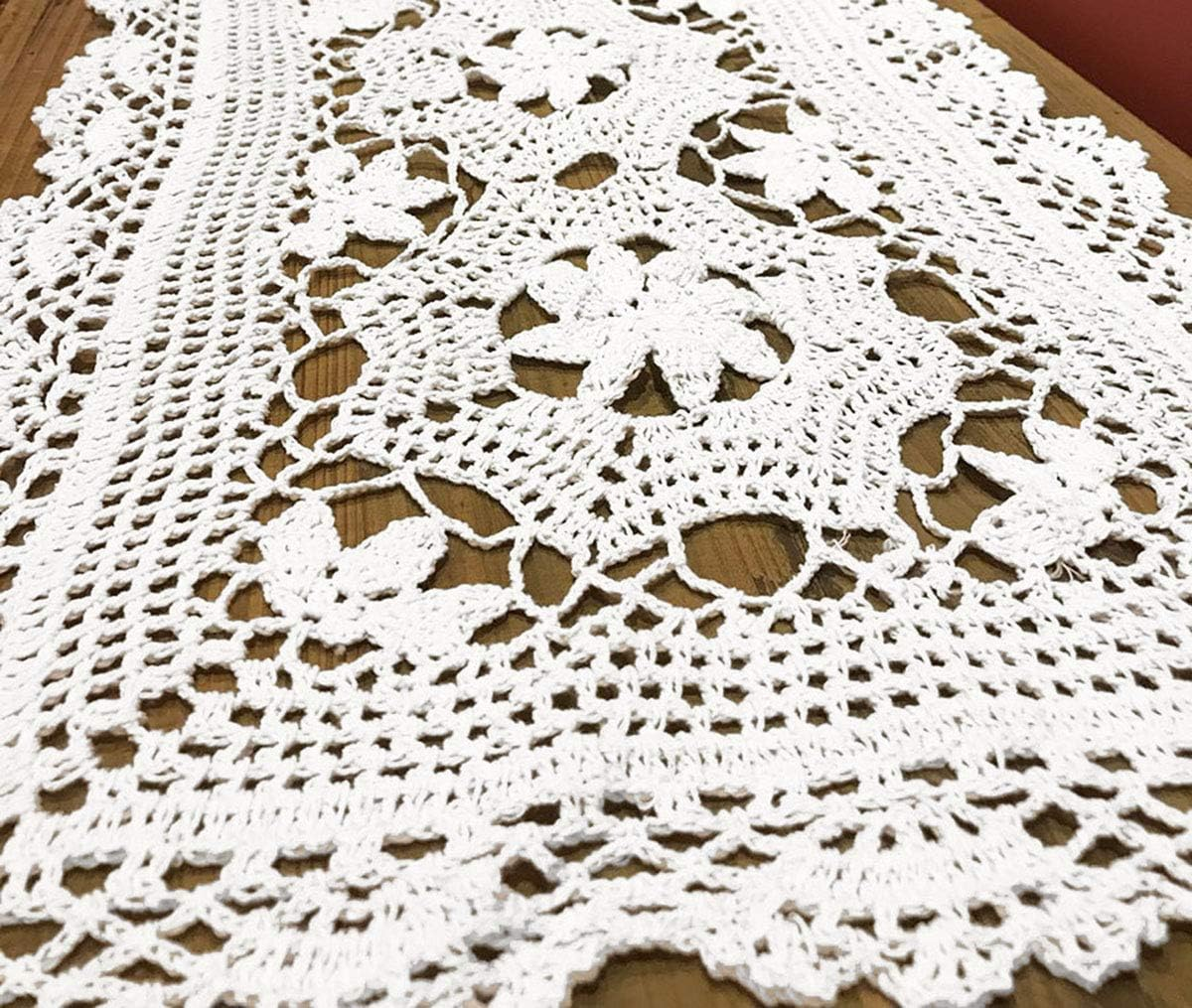 Janef White Handmade Crochet Cotton Table Runner Lace Doilies Doily Rectangle Dresser Scarves,16 by 28 Inches.