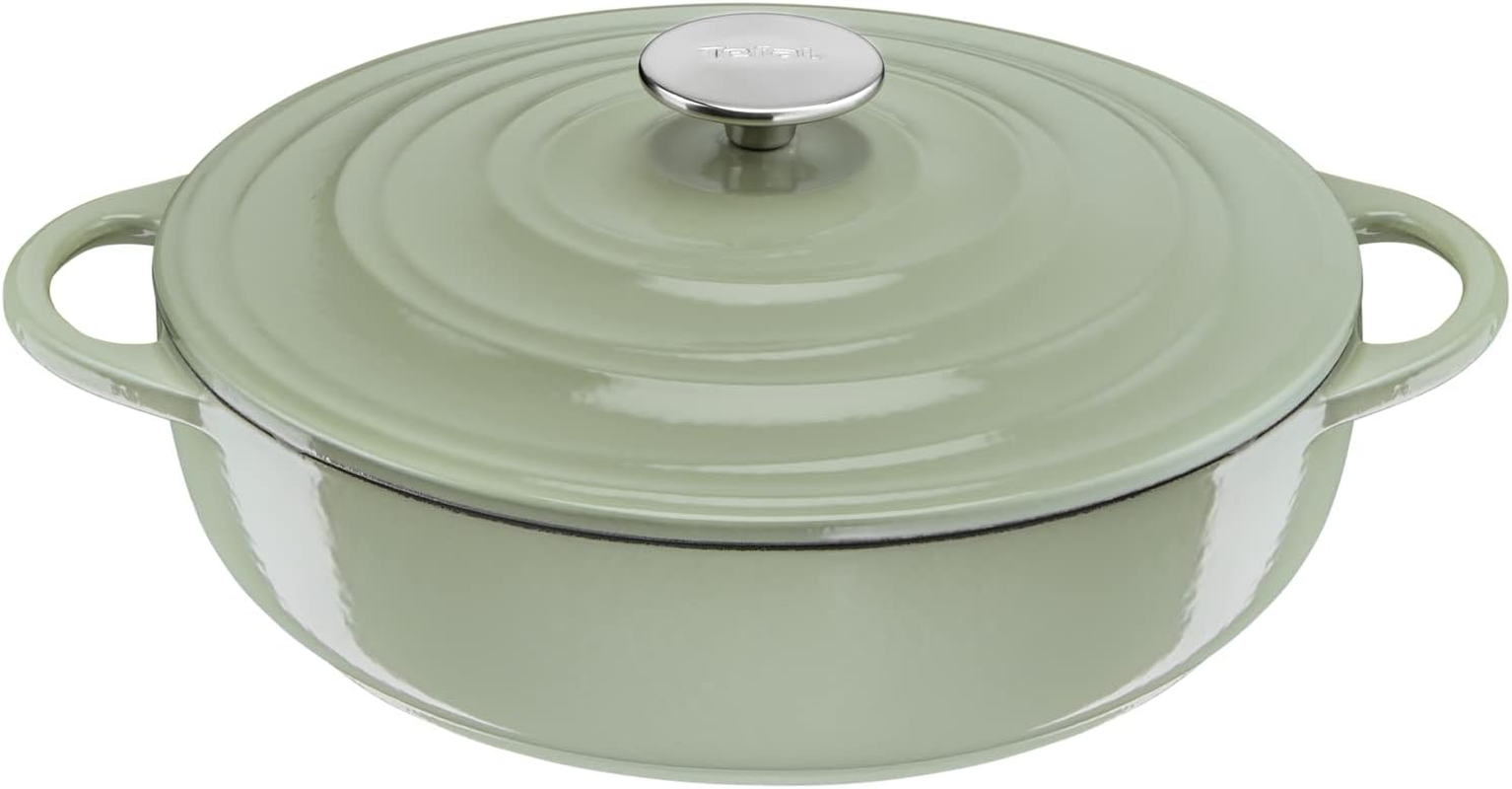 Tefal LOV Induction Cast Iron Green Lichen Shallowpot 28Cm/3.8L + Lid, E25872 image number 1