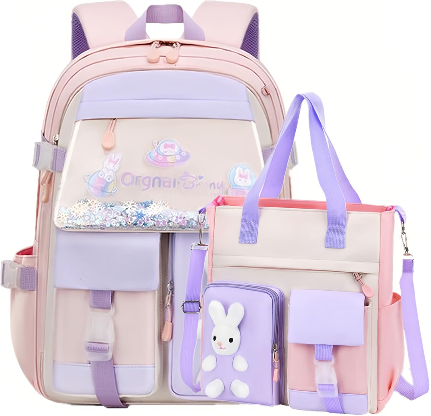 2Pcs Kawaii Girls Backpacks Capacity Elementary School Bags Bookbags